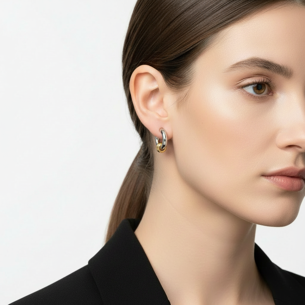 Private Label EARRINGS PVD Coated Real Gold Plated C Shape 304 Stainless Steel Simple Style Classic Style Waterproof Non Tarnish Ear Studs