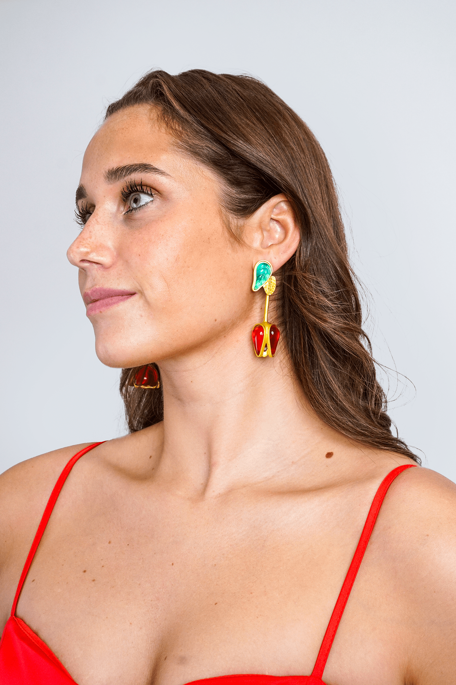 DCD EARRINGS Red Resin Flower Earrings