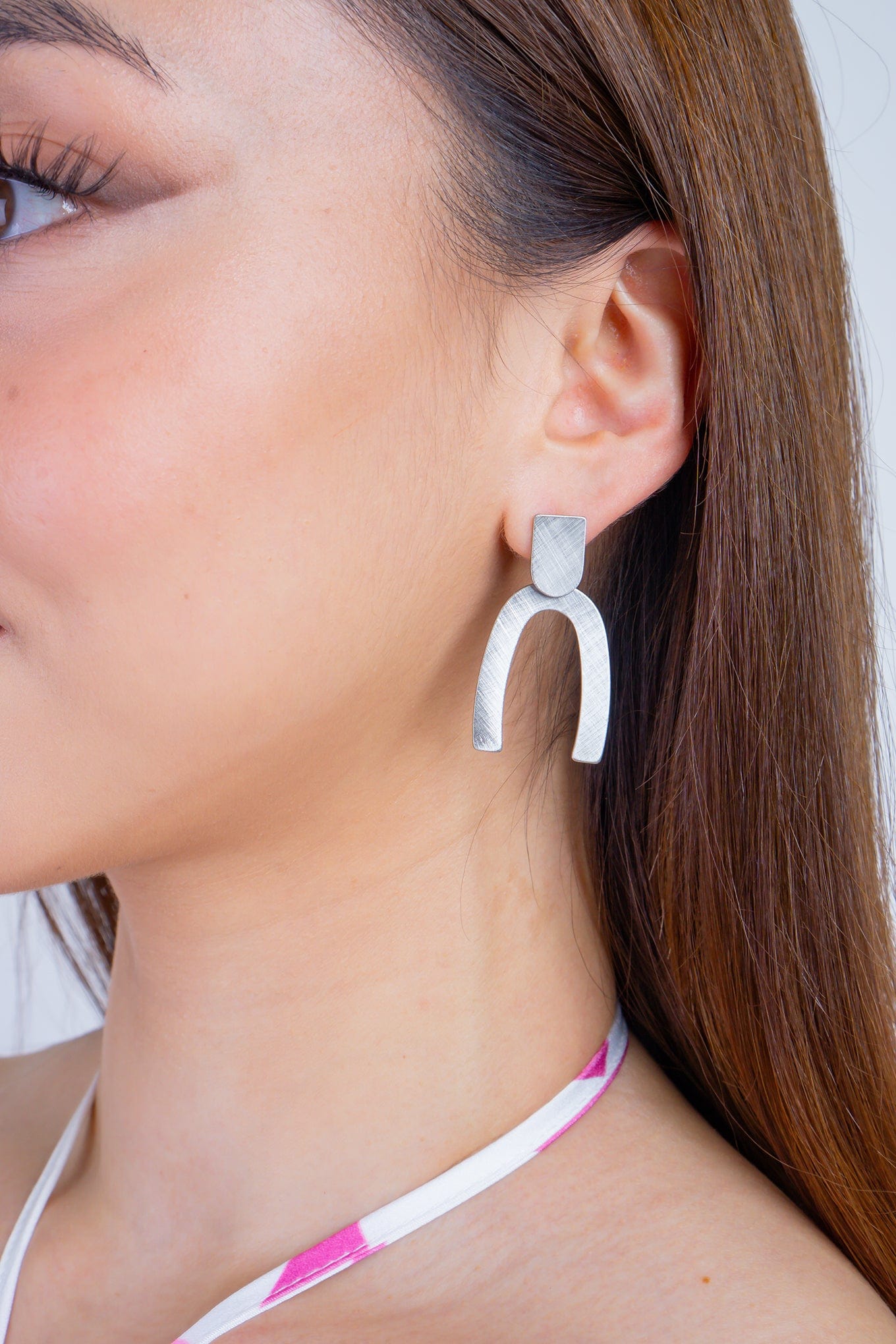DCD EARRINGS Silver Silver Brushed Horseshoe Earrings