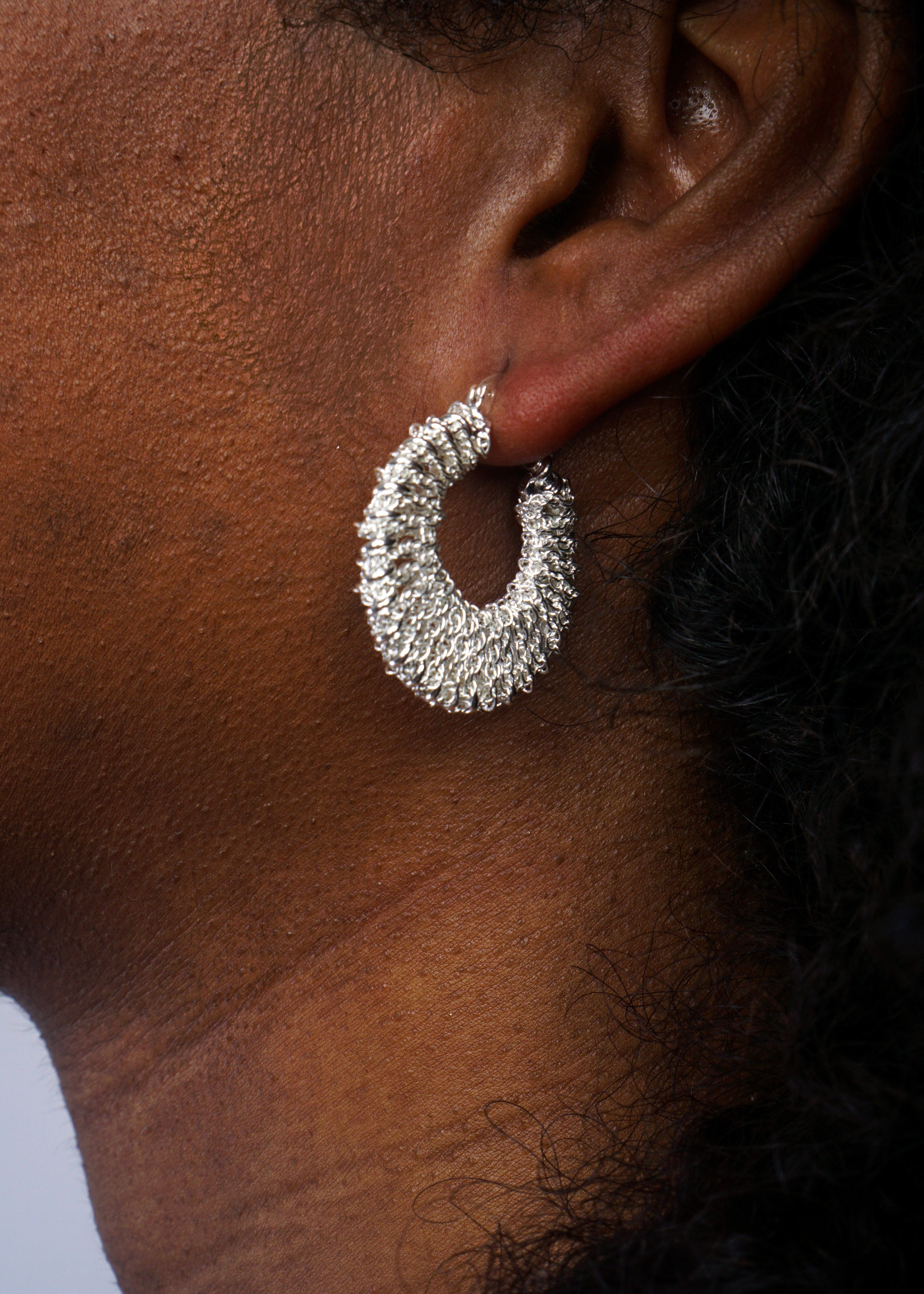 Private Label EARRINGS Silver Spiral Chain Earrings