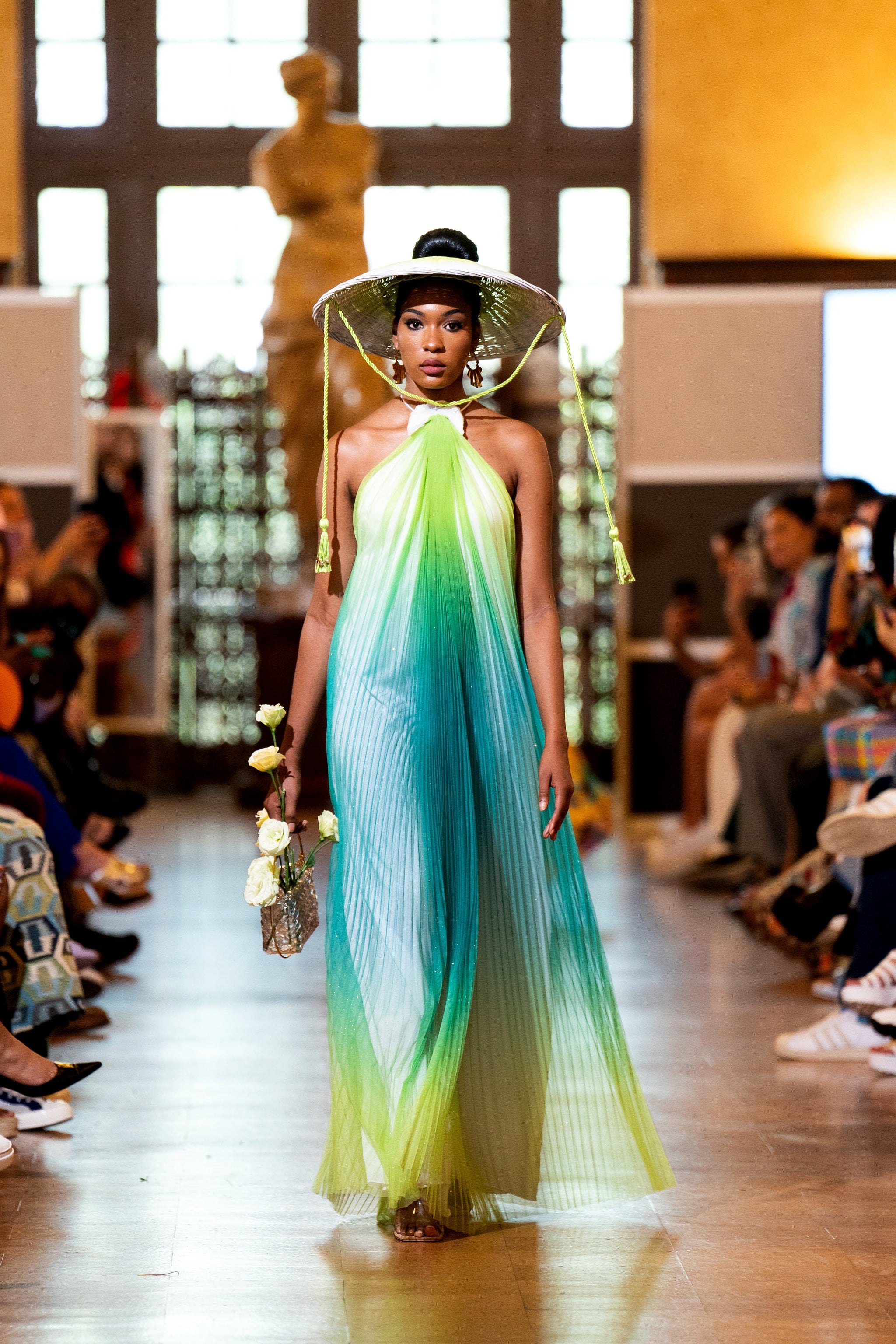 Green Ombre Tulle Sheer Halter Maxi Dress Green Ombre Tulle Sheer Halter Maxi Dress