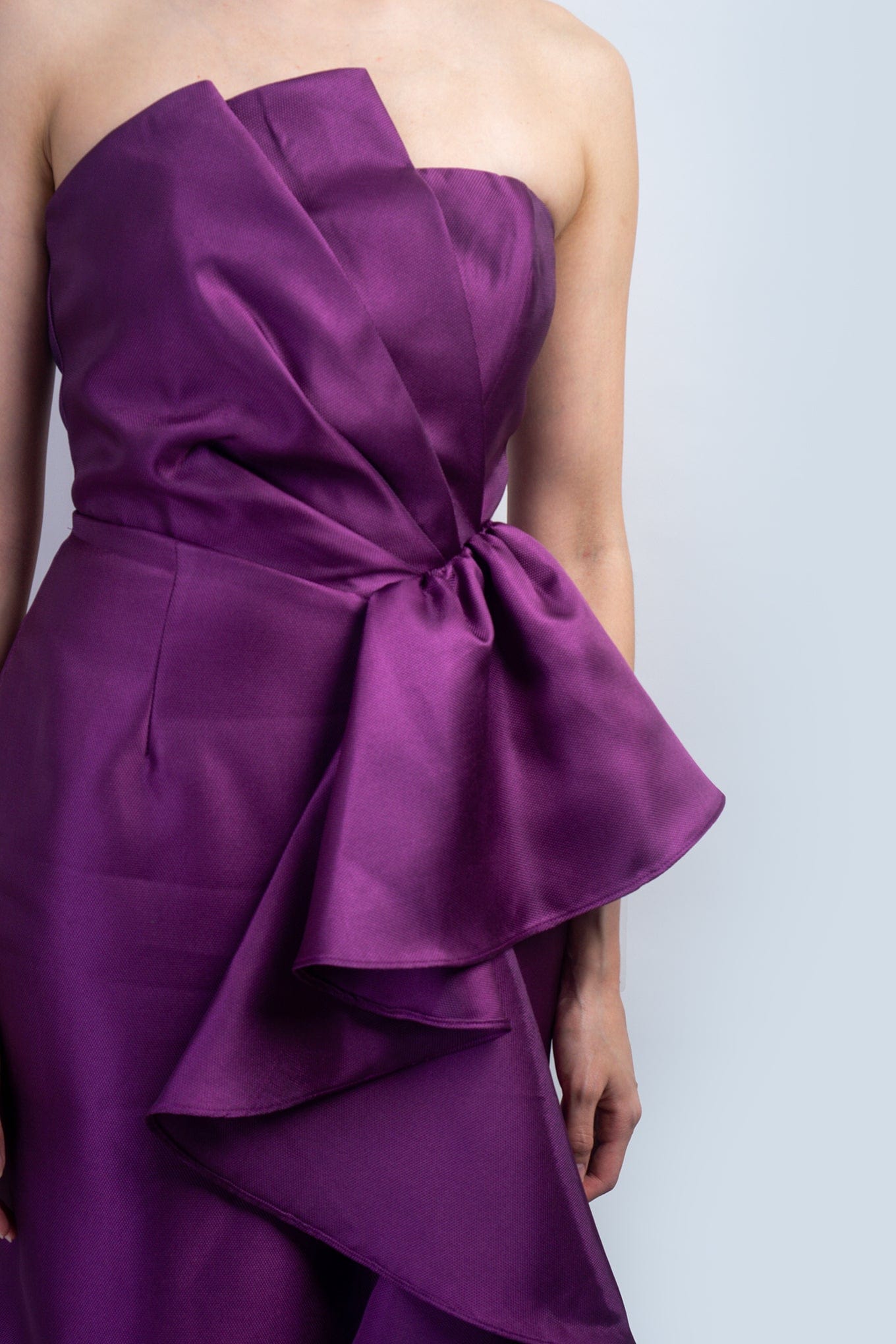 DCD GOWNS Purple Big Side Ruffle Gown