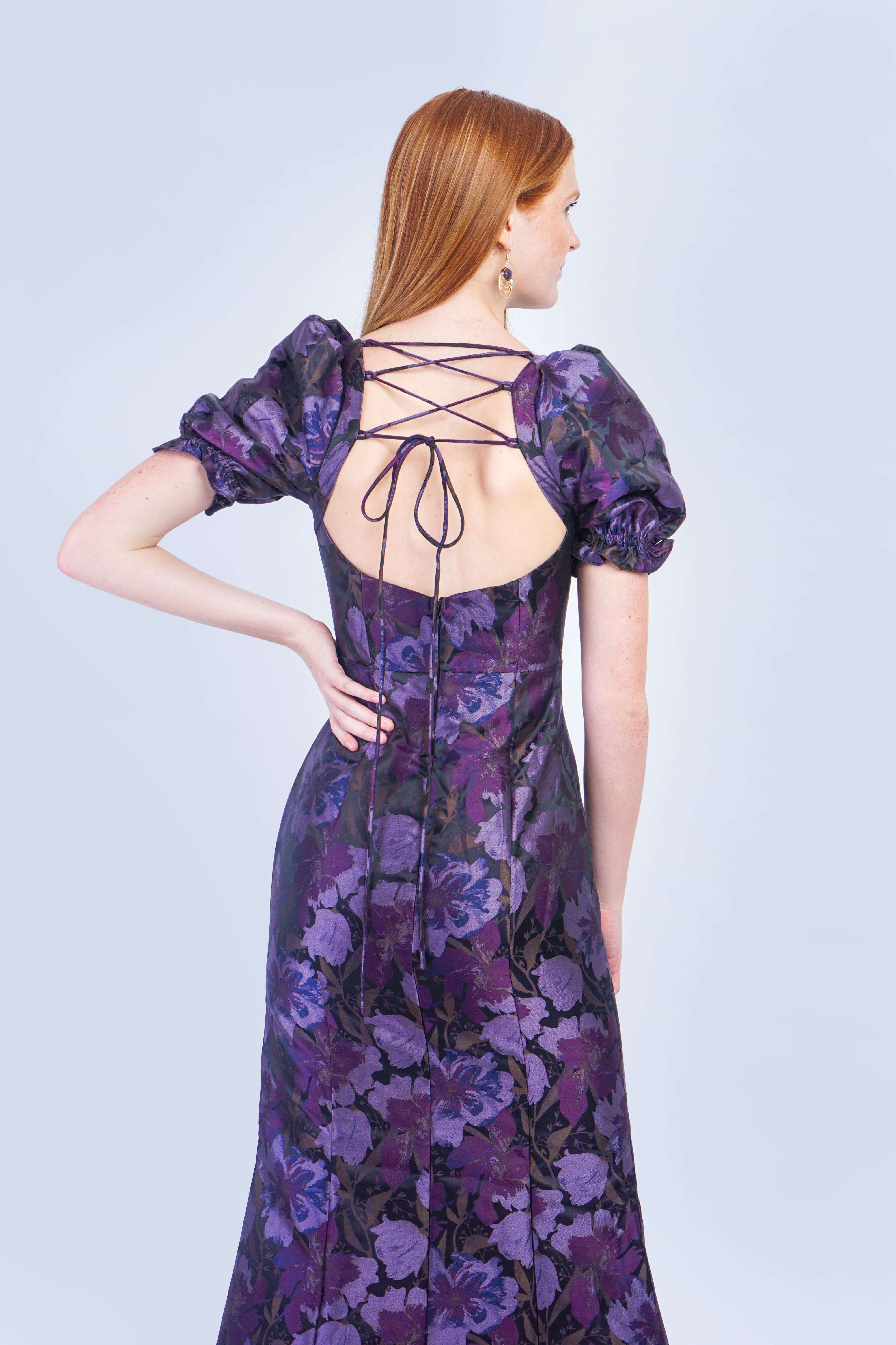 Private Label GOWNS Purple Floral Trumpet Gown