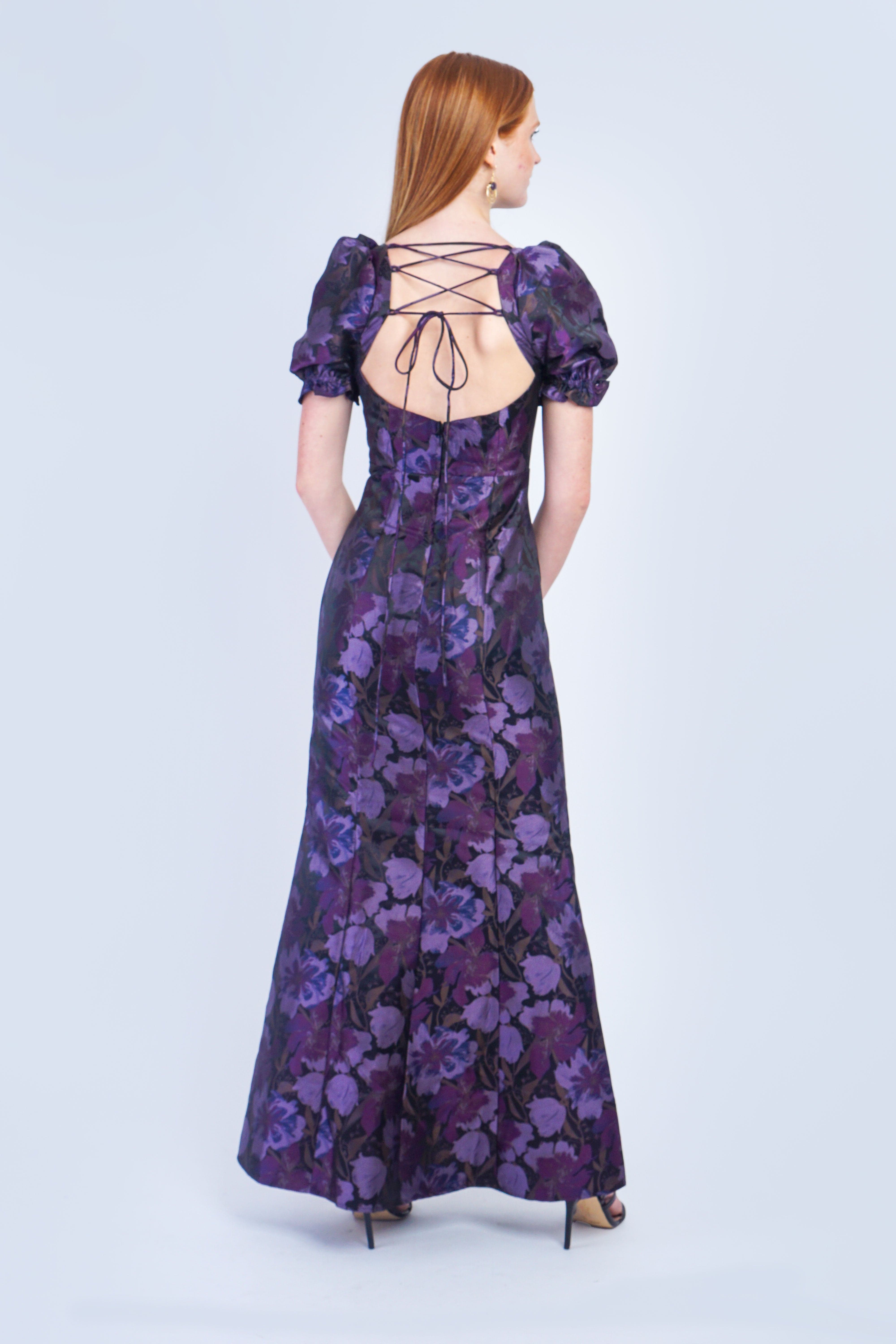 Private Label GOWNS Purple Floral Trumpet Gown