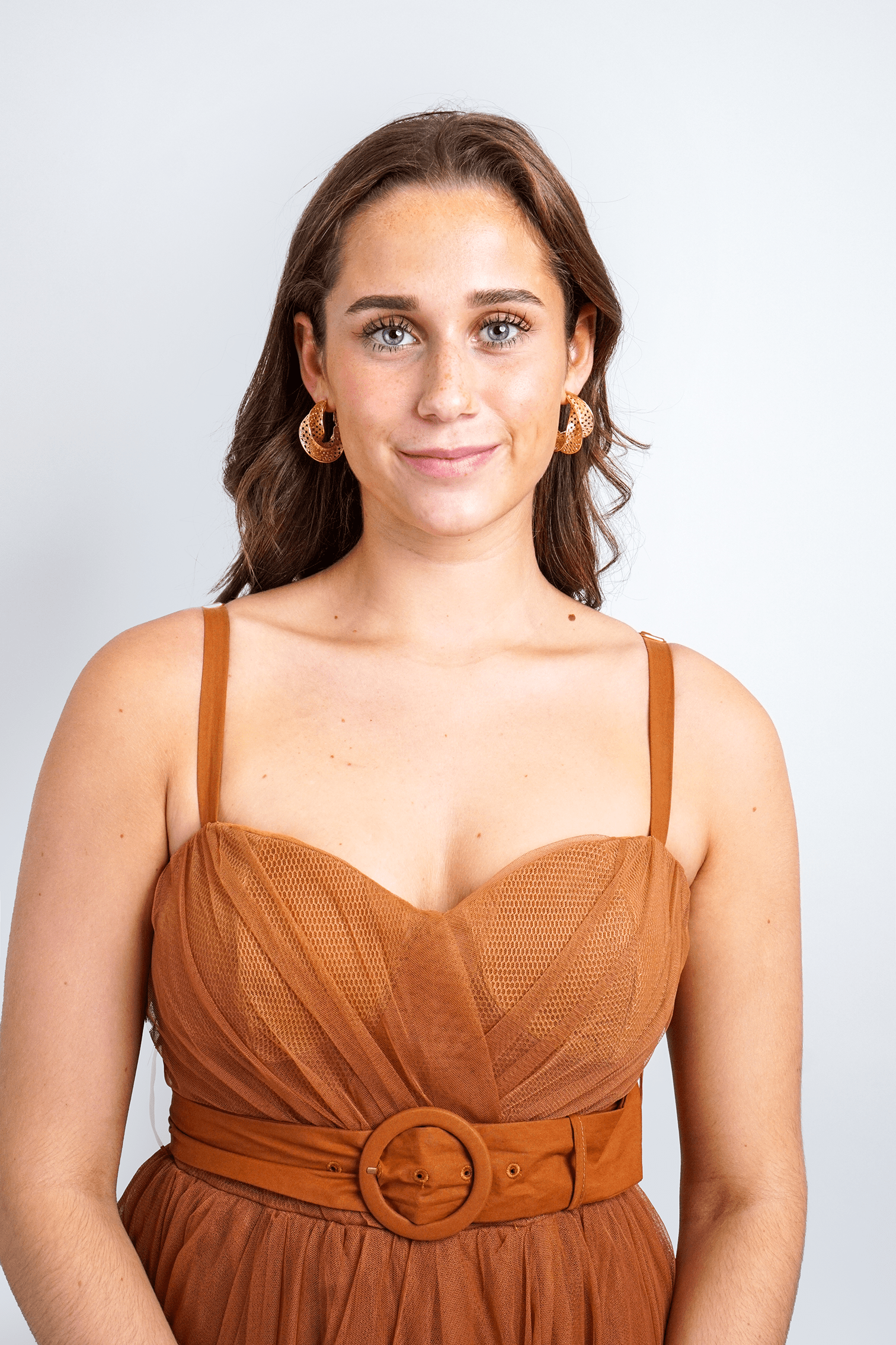 Chloe Dao GOWNS Toffee Tulle Sweetheart Strap Belted Gown