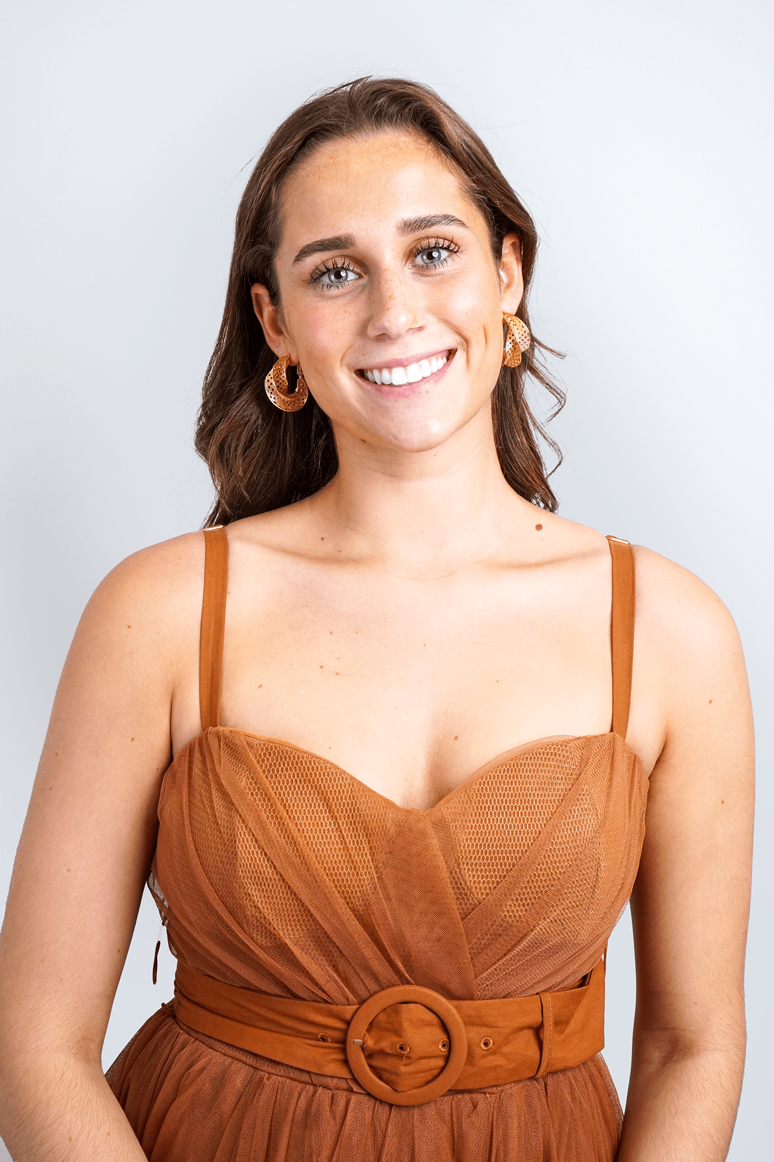 Chloe Dao GOWNS Toffee Tulle Sweetheart Strap Belted Gown