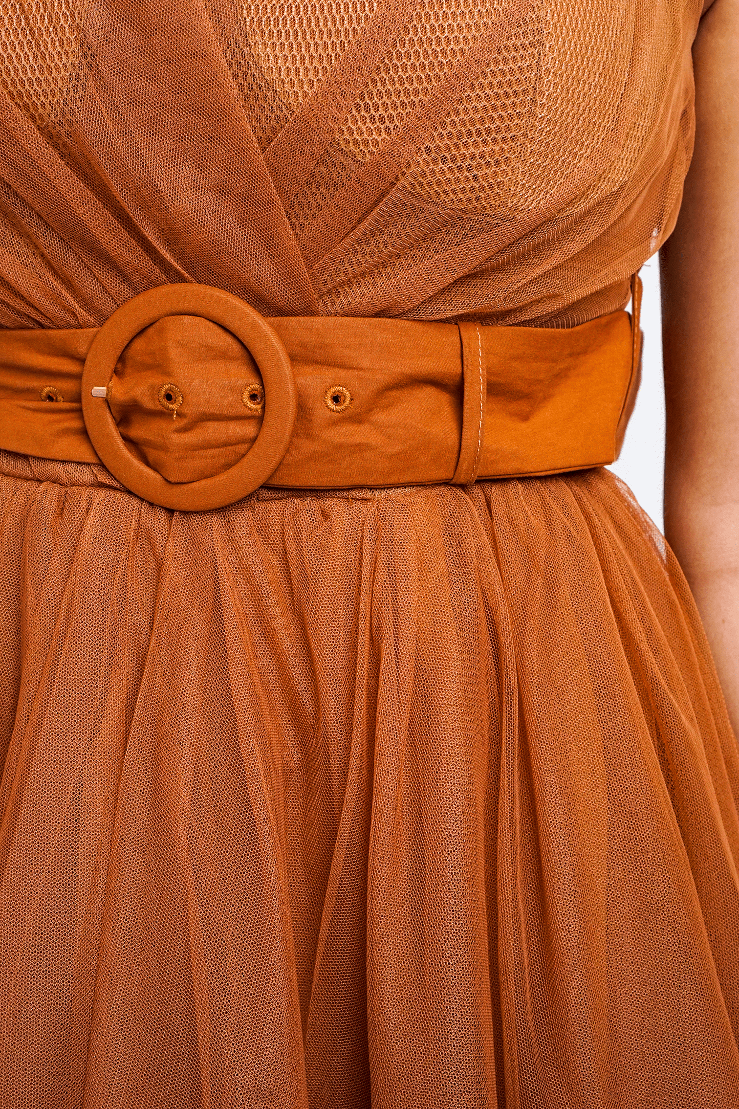 Chloe Dao GOWNS Toffee Tulle Sweetheart Strap Belted Gown