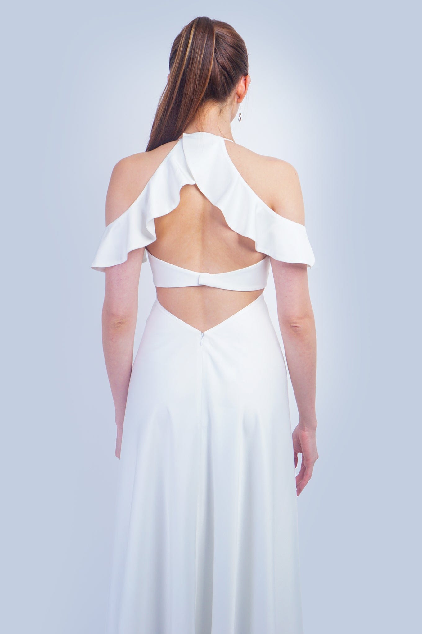 Chloe Dao GOWNS White Off Shoulder Ruffle Kai Gown