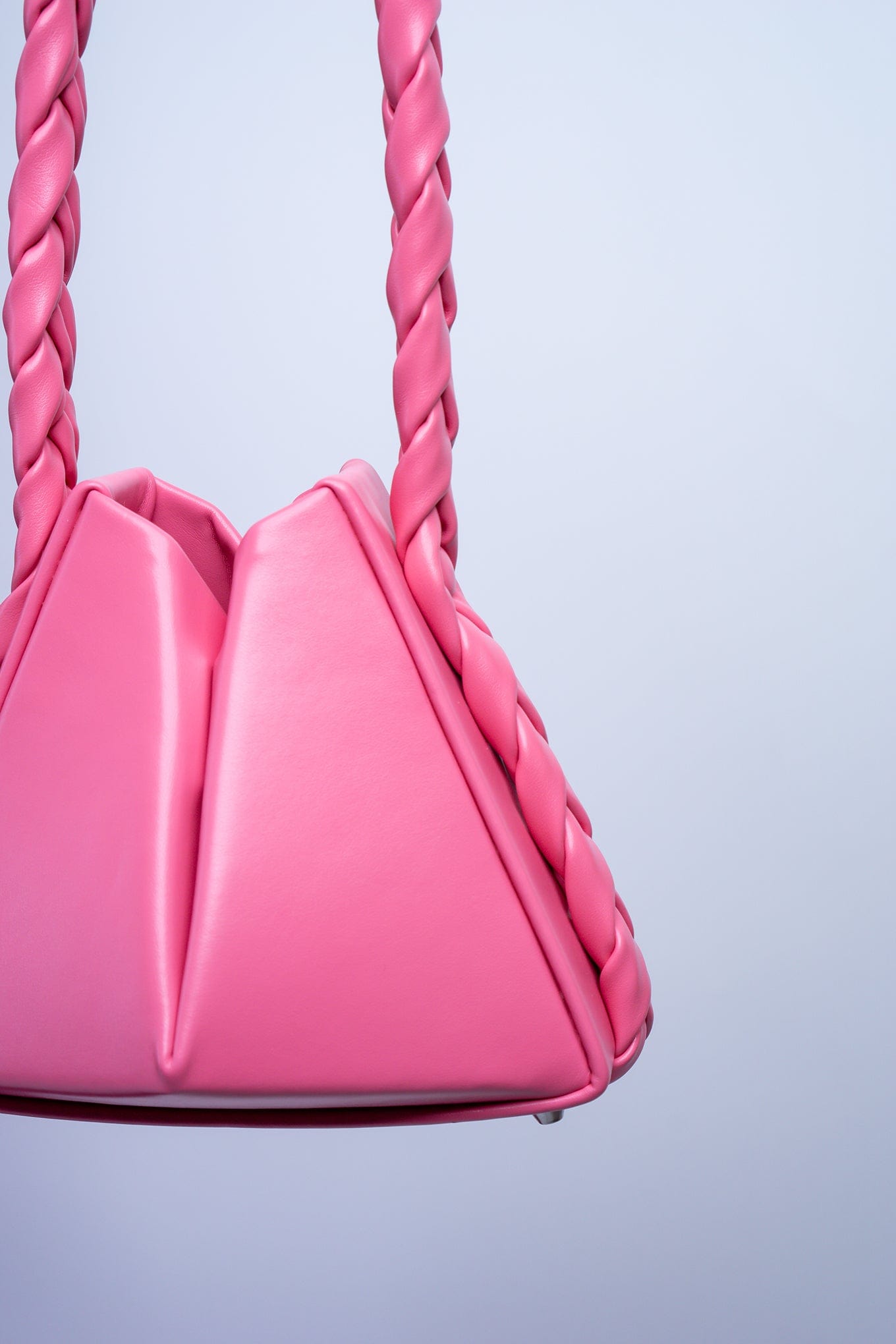 DCD HANDBAGS Pink Triangle Braided Strap Bucket Bag