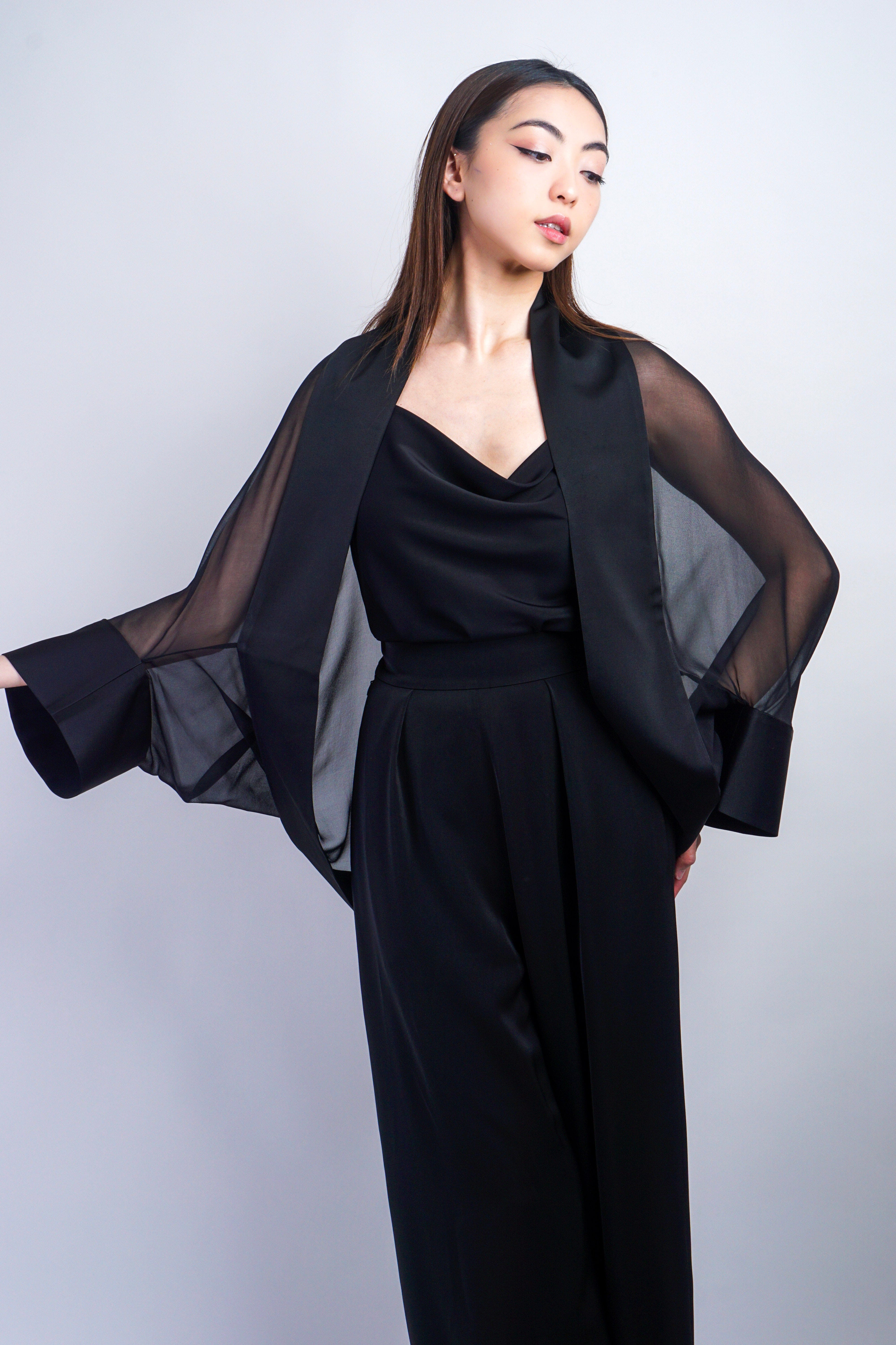 Chloe Dao JACKETS One Size / Black Black Silk Chiffon Cover Jacket