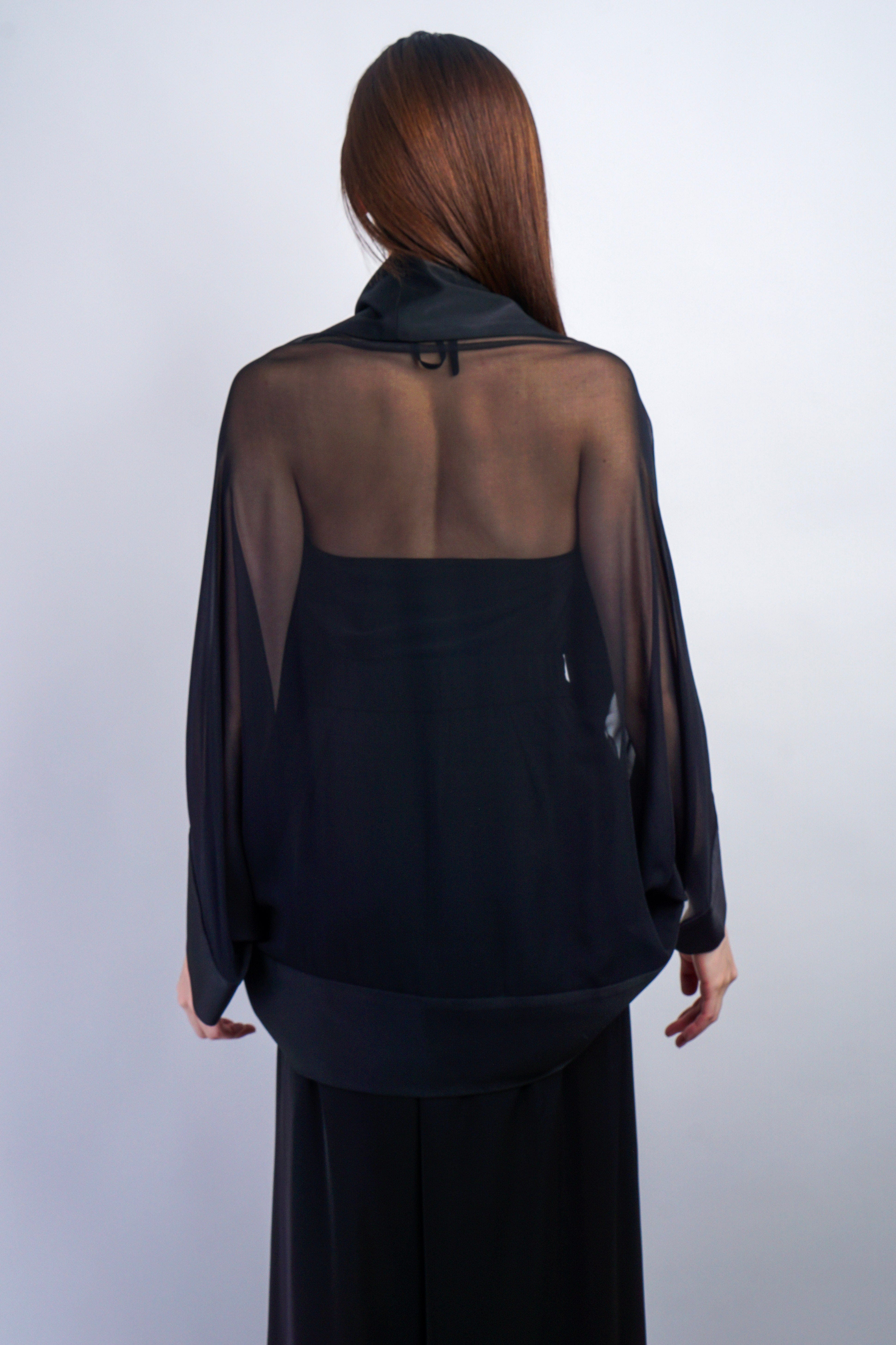 Chloe Dao JACKETS One Size / Black Black Silk Chiffon Cover Jacket