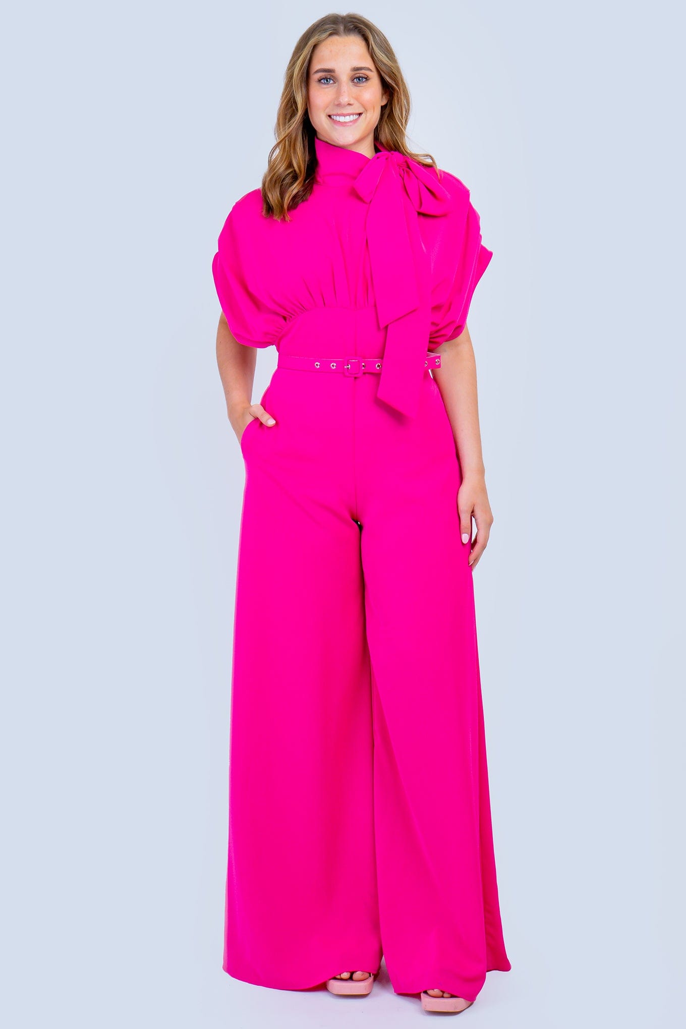 DCD JUMPSUITS Fuchsia Mock Empire Jumpsuit