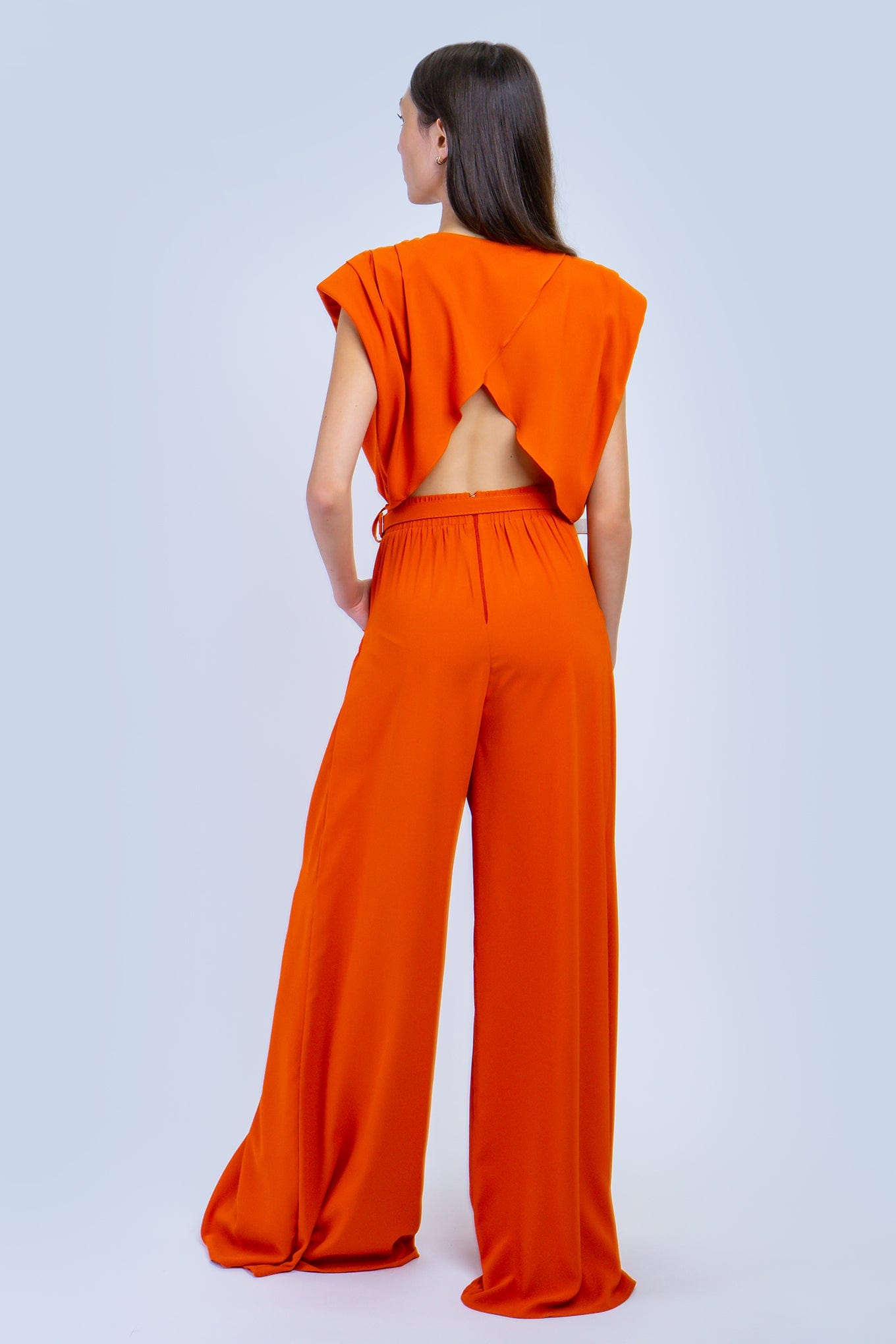 DCD JUMPSUITS Rust Open Back Wide Shoulder Jumpsuit