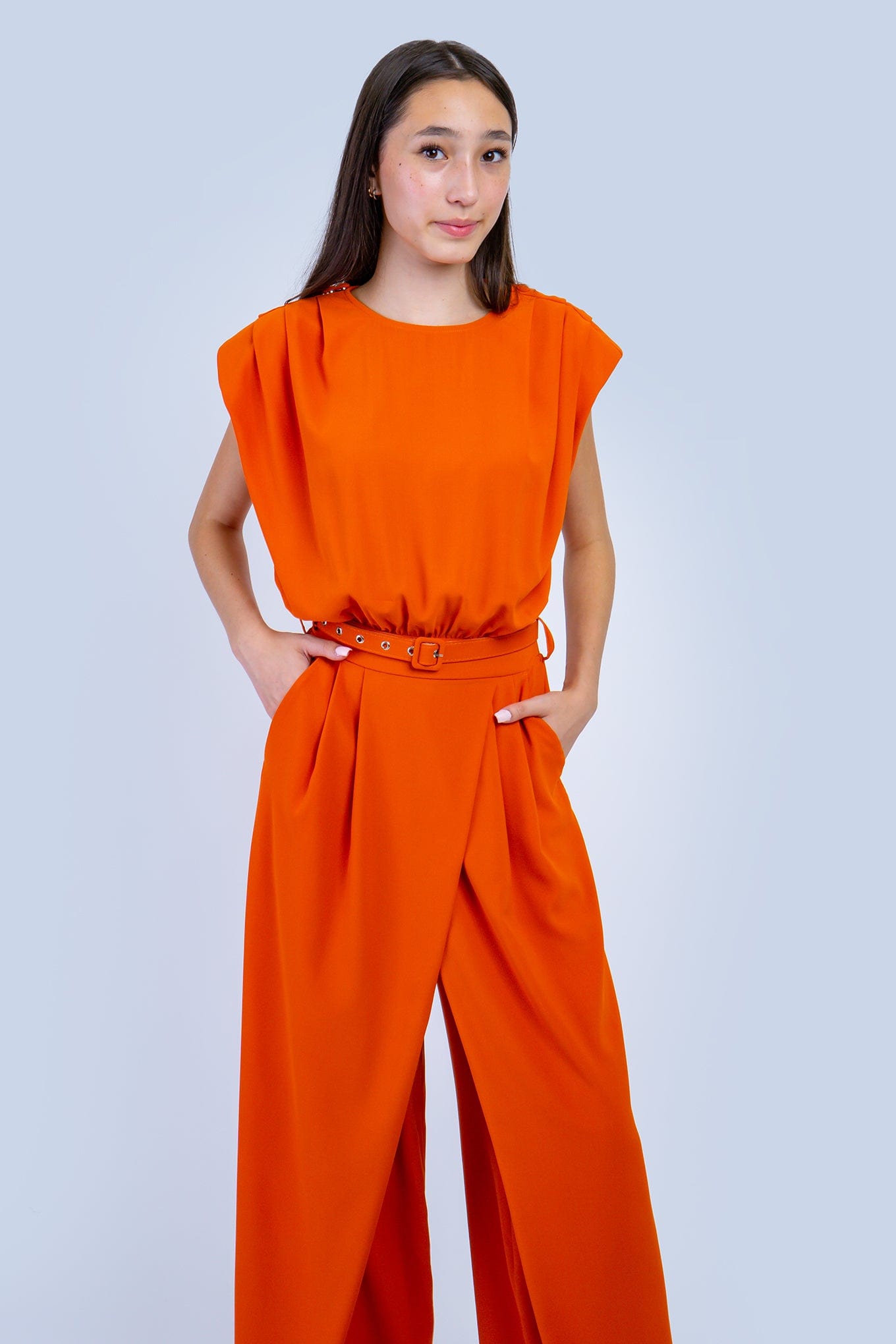 DCD JUMPSUITS Rust Open Back Wide Shoulder Jumpsuit