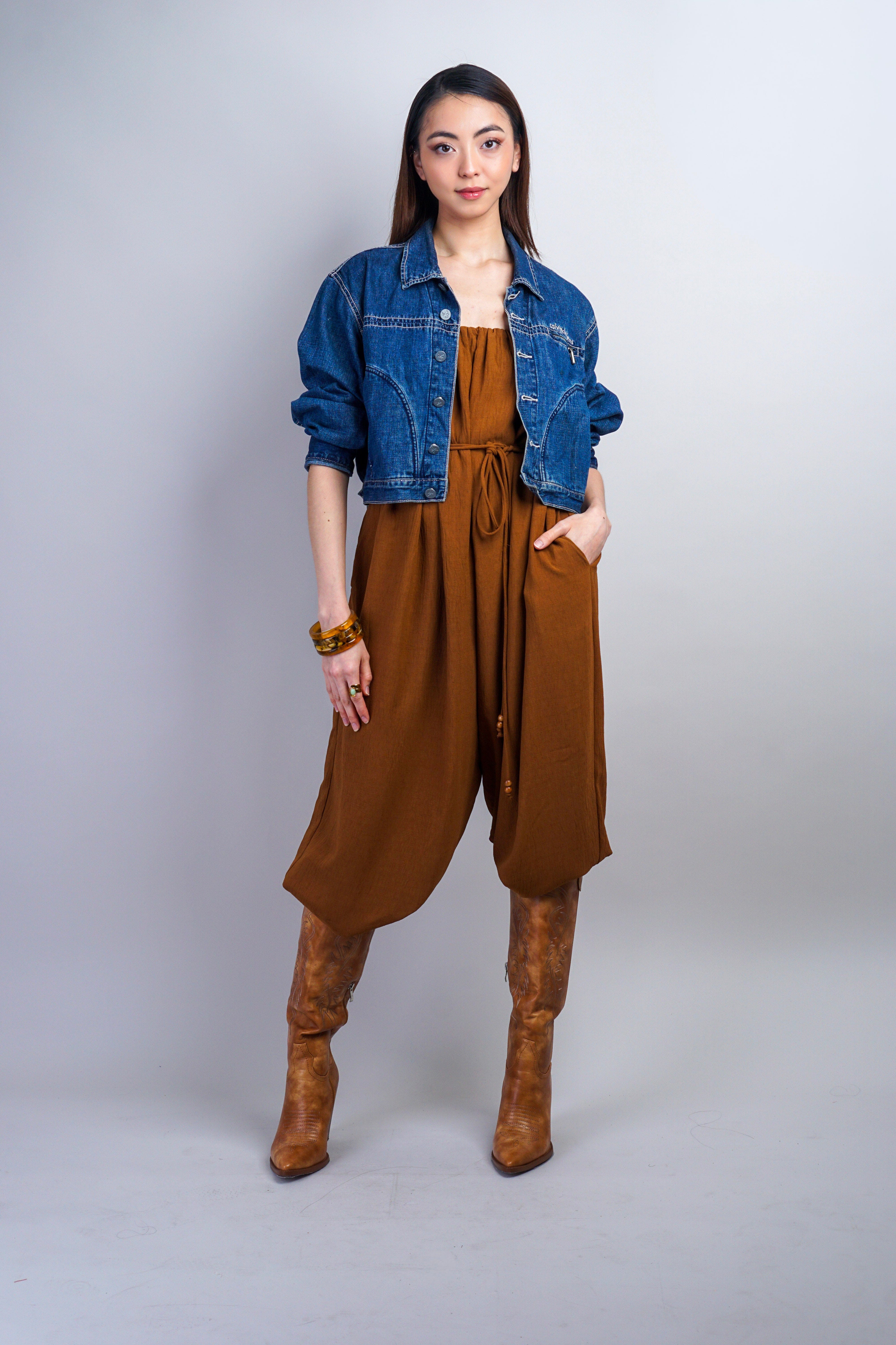 Private Label JUMPSUITS Sepia Tube Belted Jumpsuit