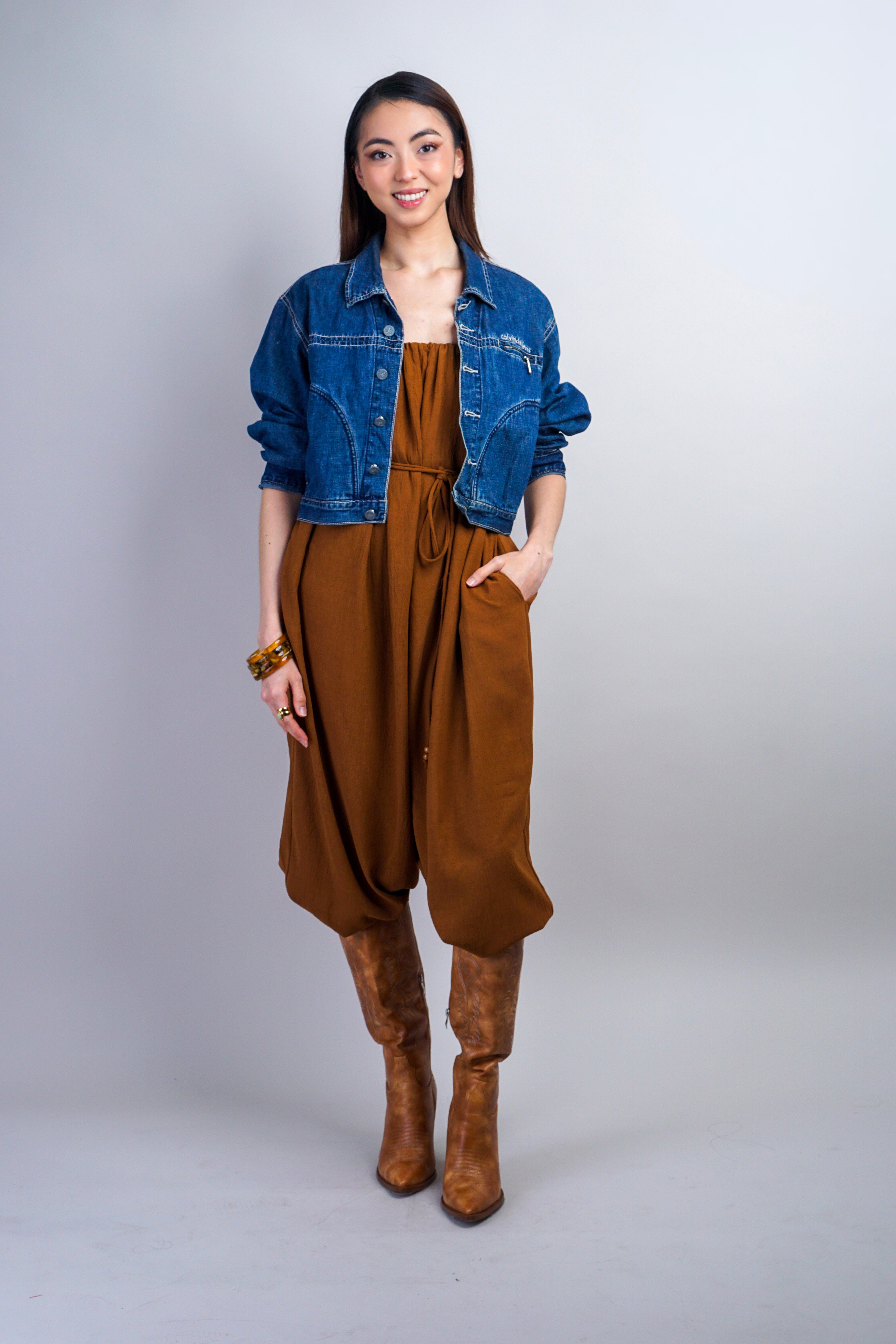 Private Label JUMPSUITS Sepia Tube Belted Jumpsuit