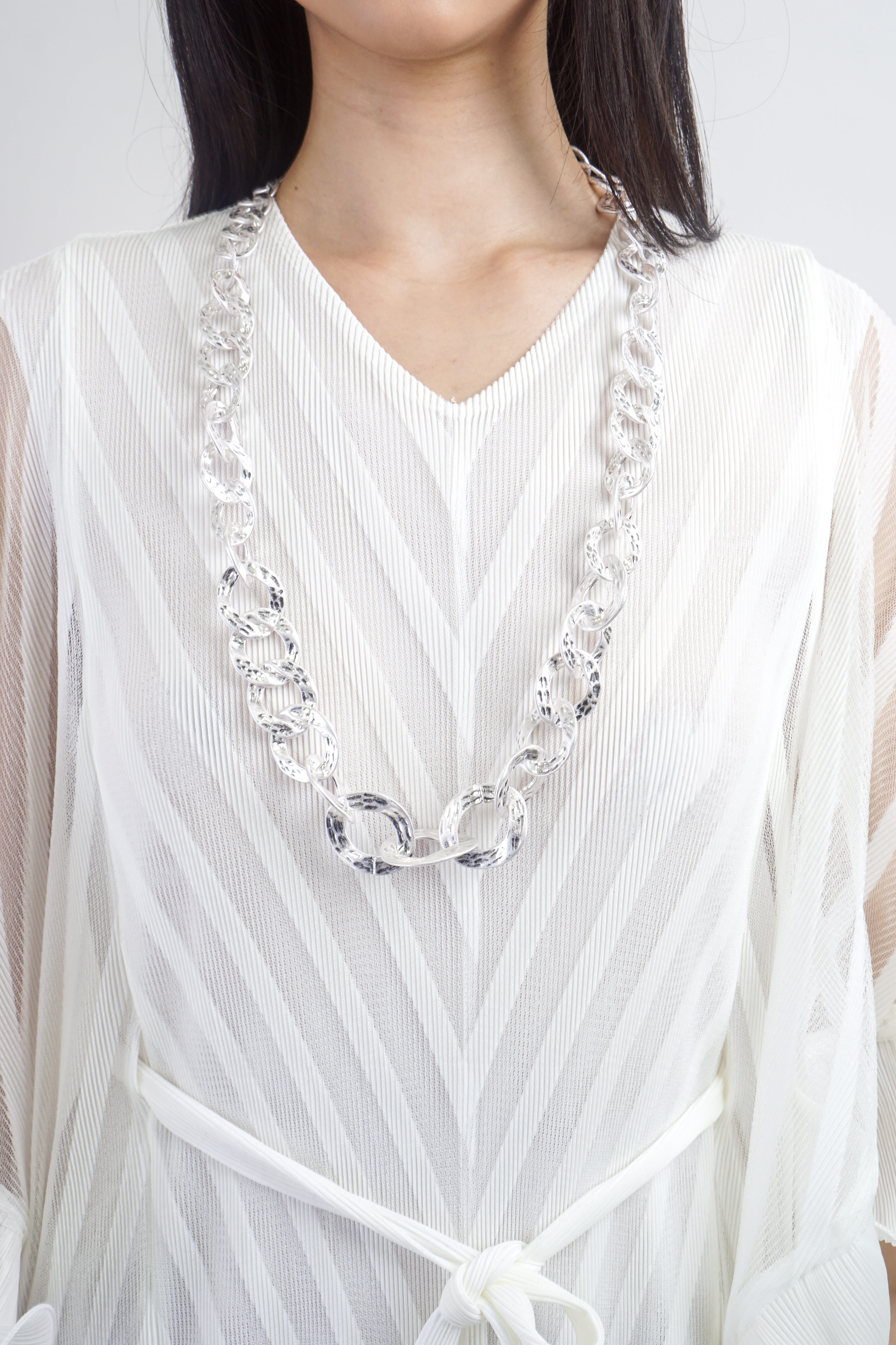 Private Label NECKLACES Silver Circle Links Long Necklace