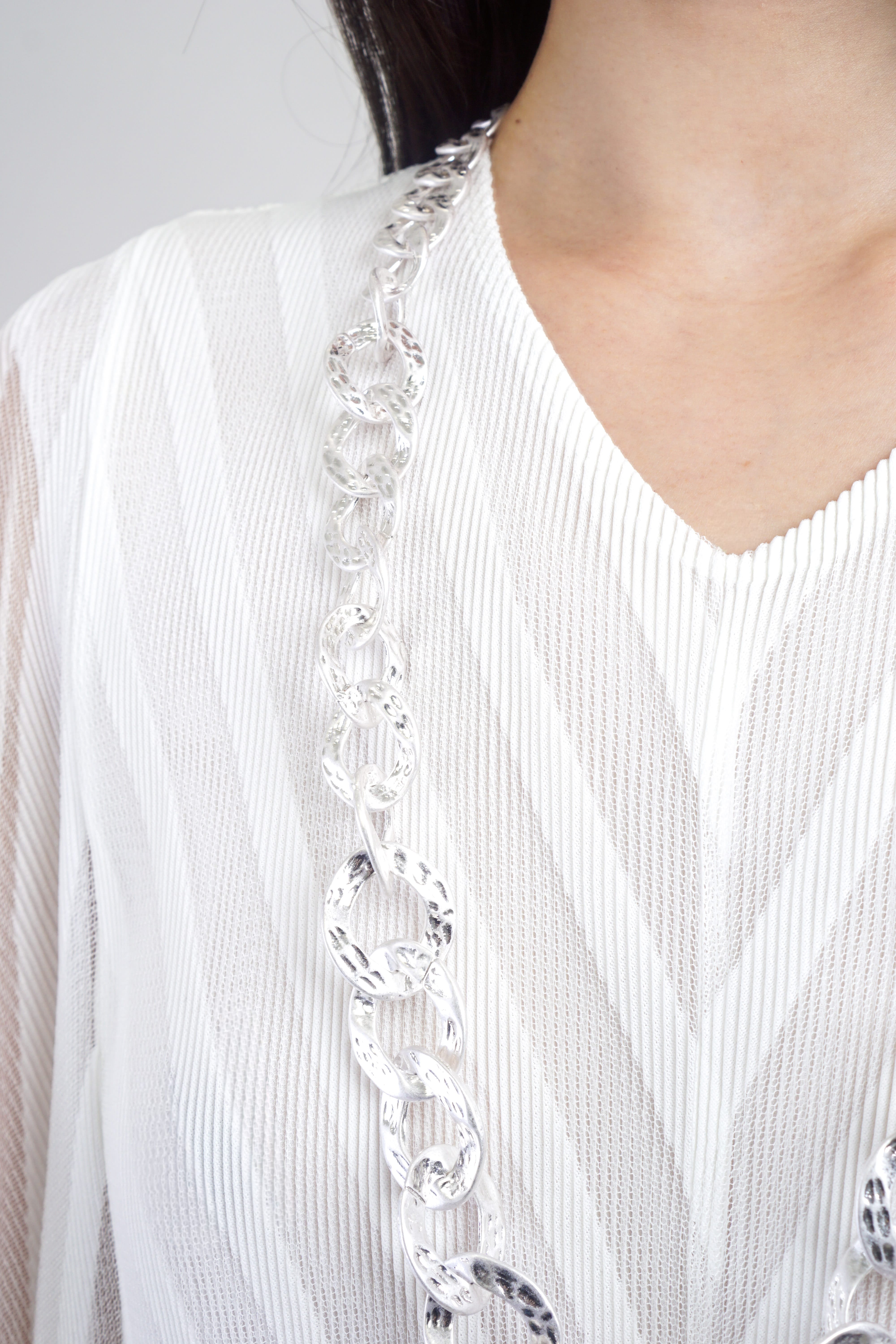 Private Label NECKLACES Silver Circle Links Long Necklace