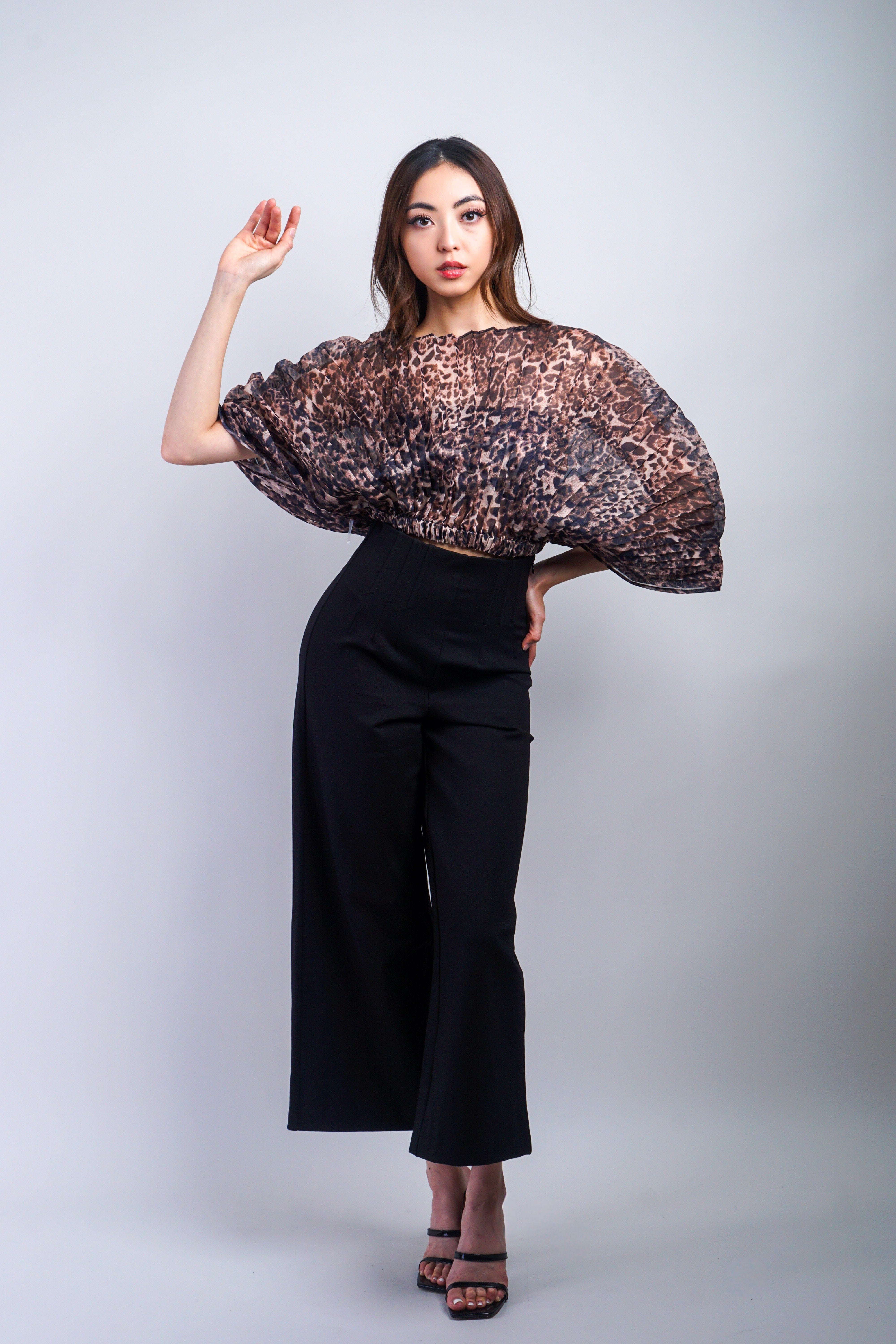 Private Label PANTS Black High Waist Wide Leg Ponte Pants W Plastic Boning