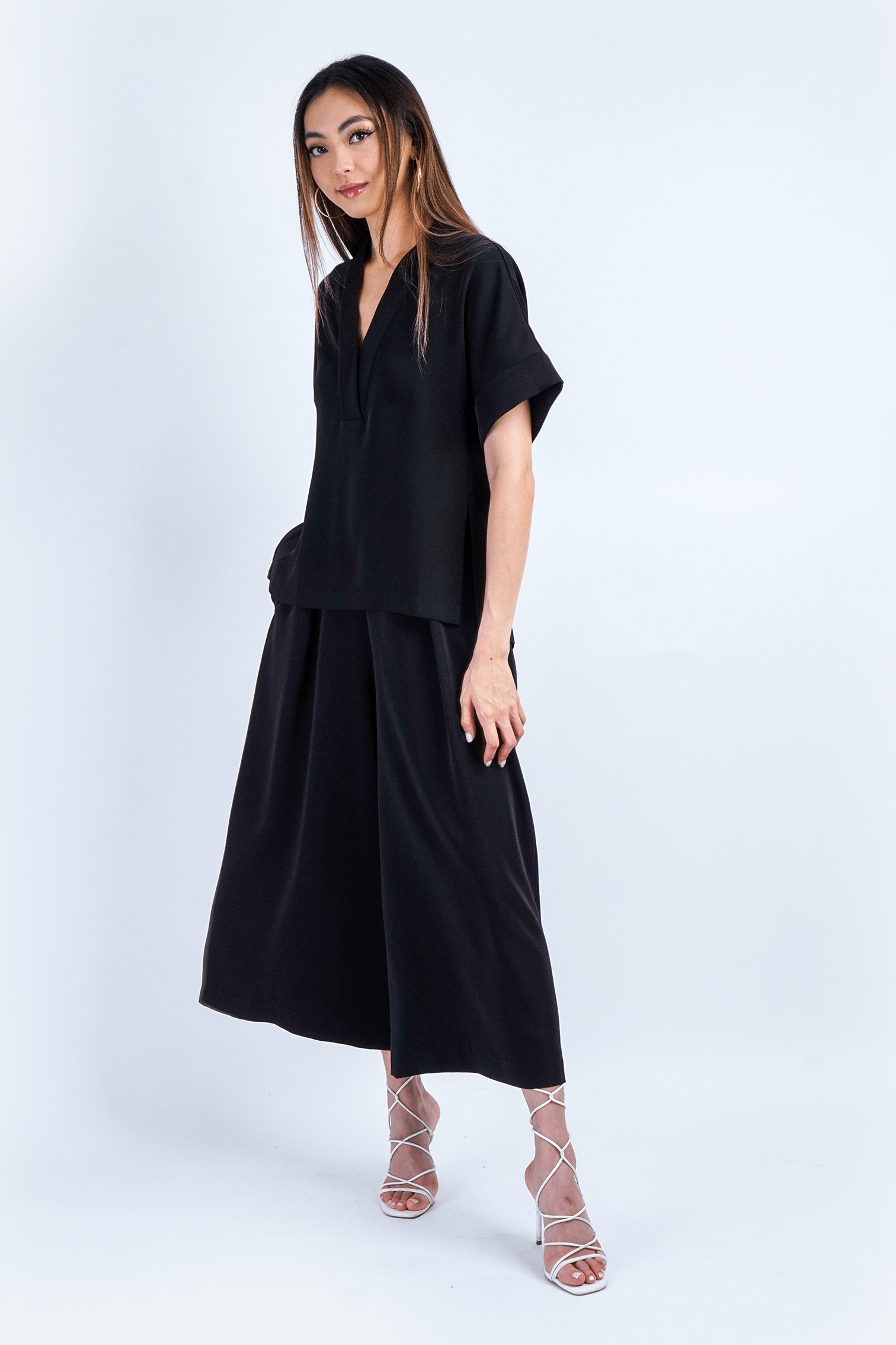 Chloe Dao PANTS Black Pleated High Waist Wide Leg Kira Pants