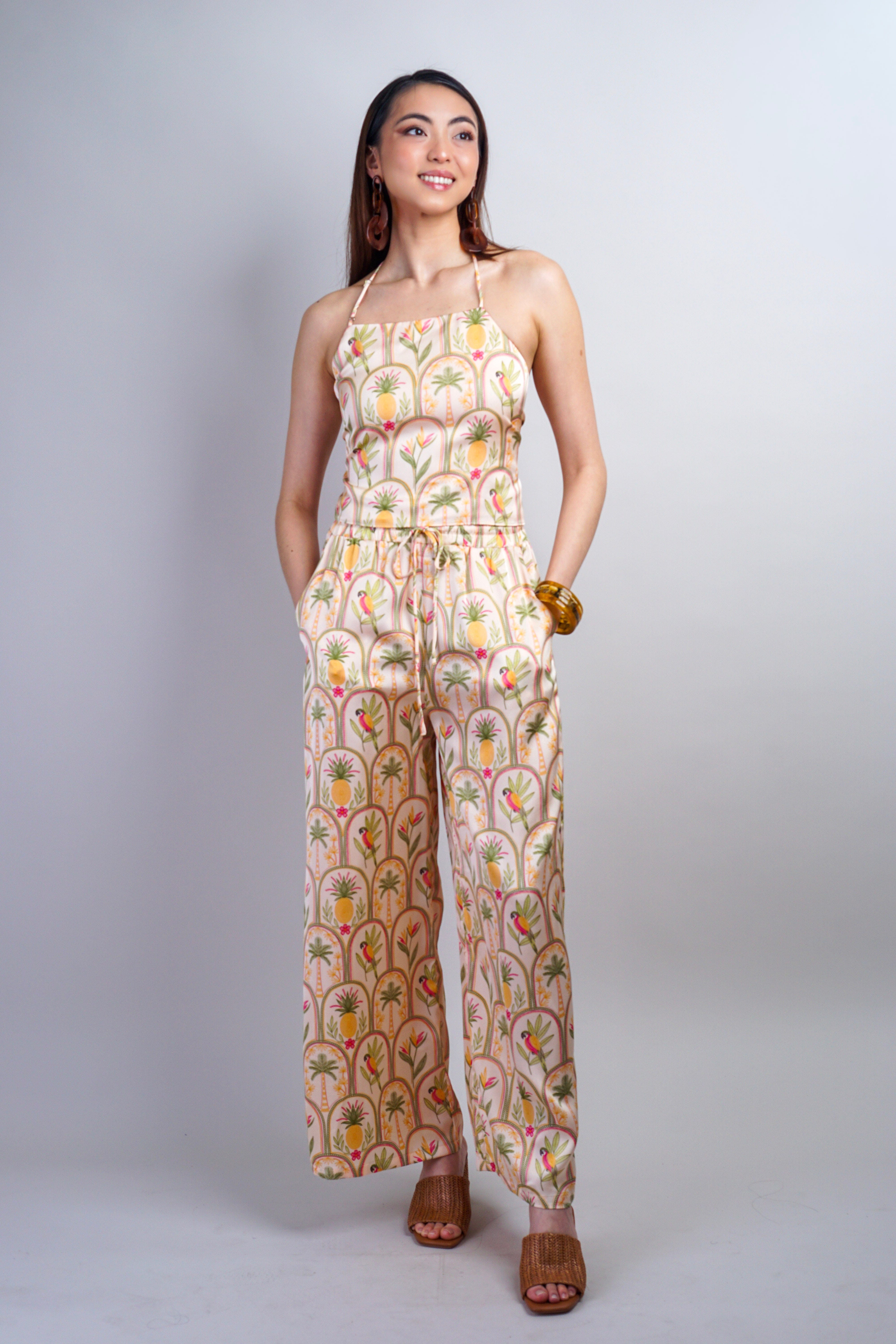 Private Label PANTS Blush Arch Multi Print Satin Pant