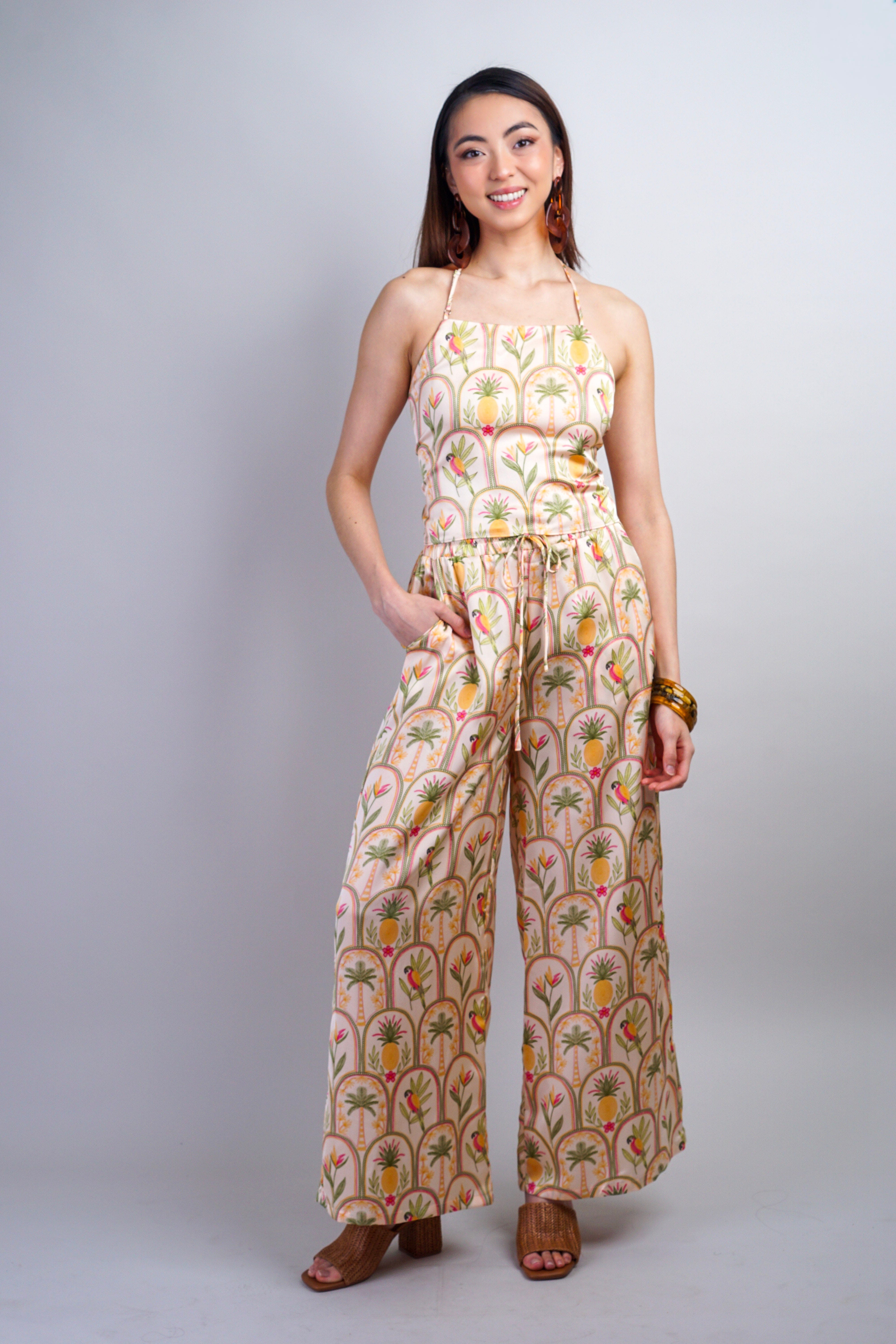 Private Label PANTS Blush Arch Multi Print Satin Pant