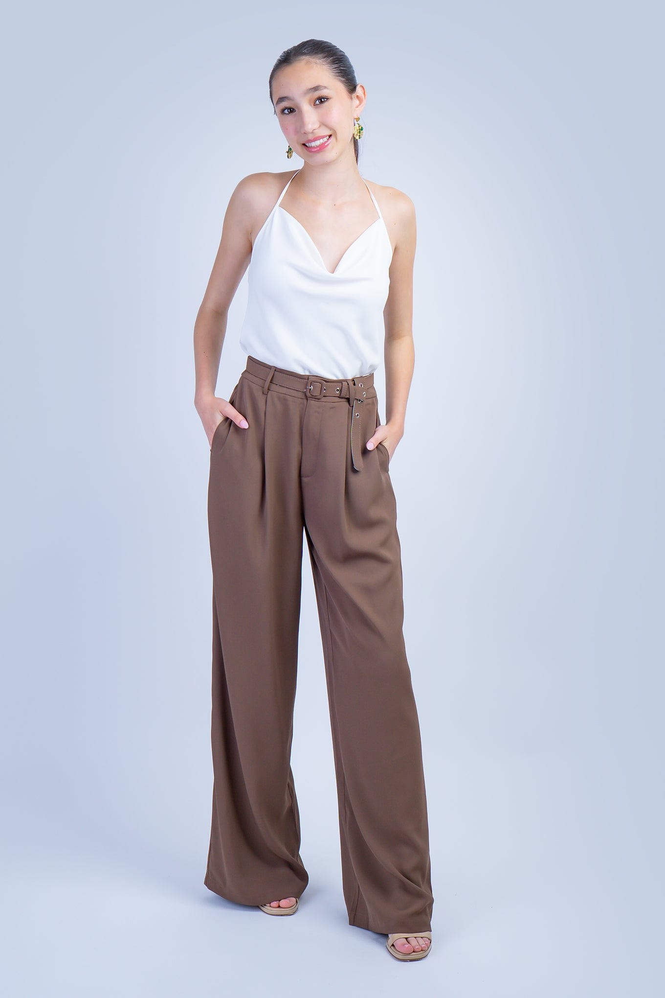 DCD PANTS Brown Pleated Front Trouser