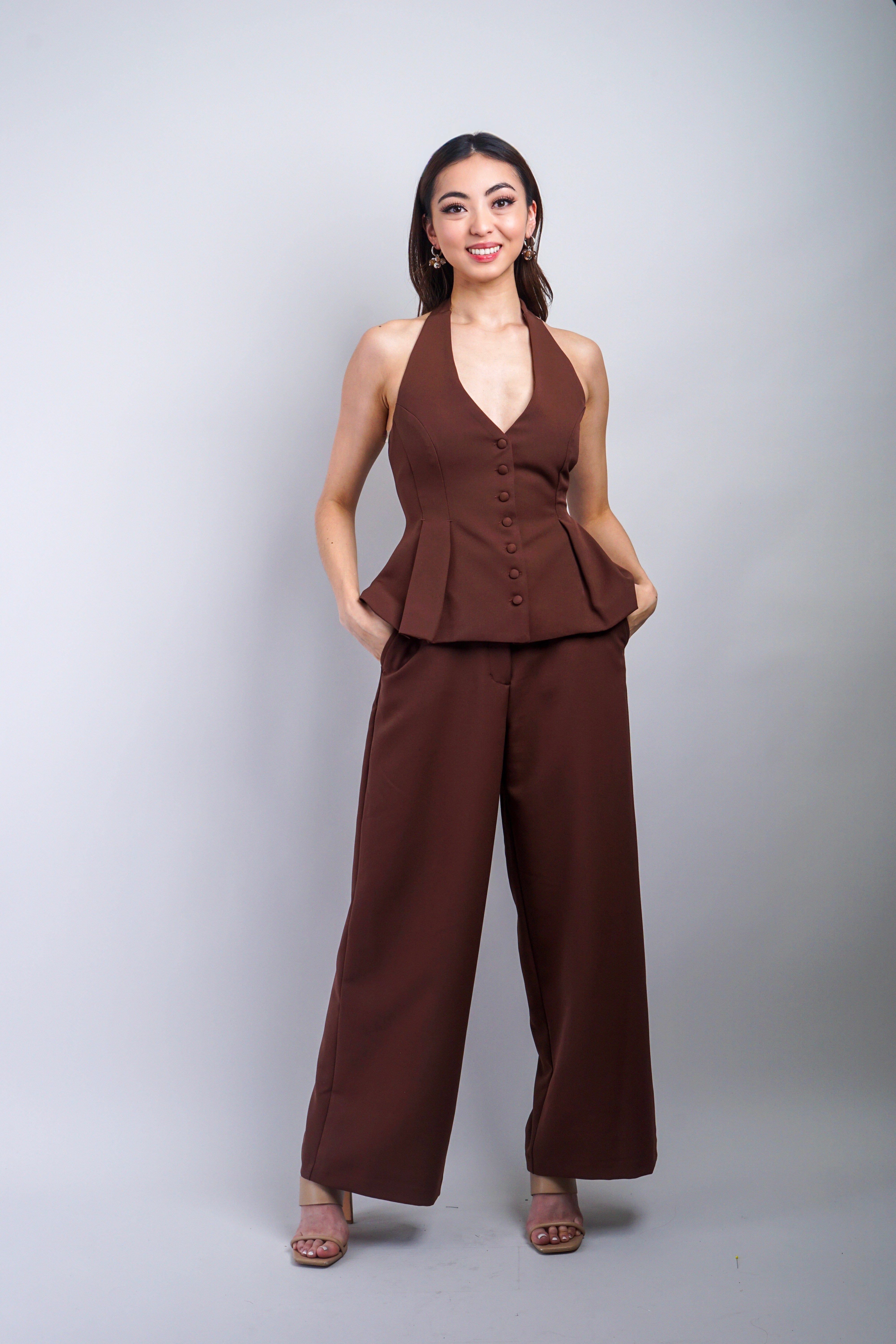 Private Label PANTS Chocolate Brown Straight Pant