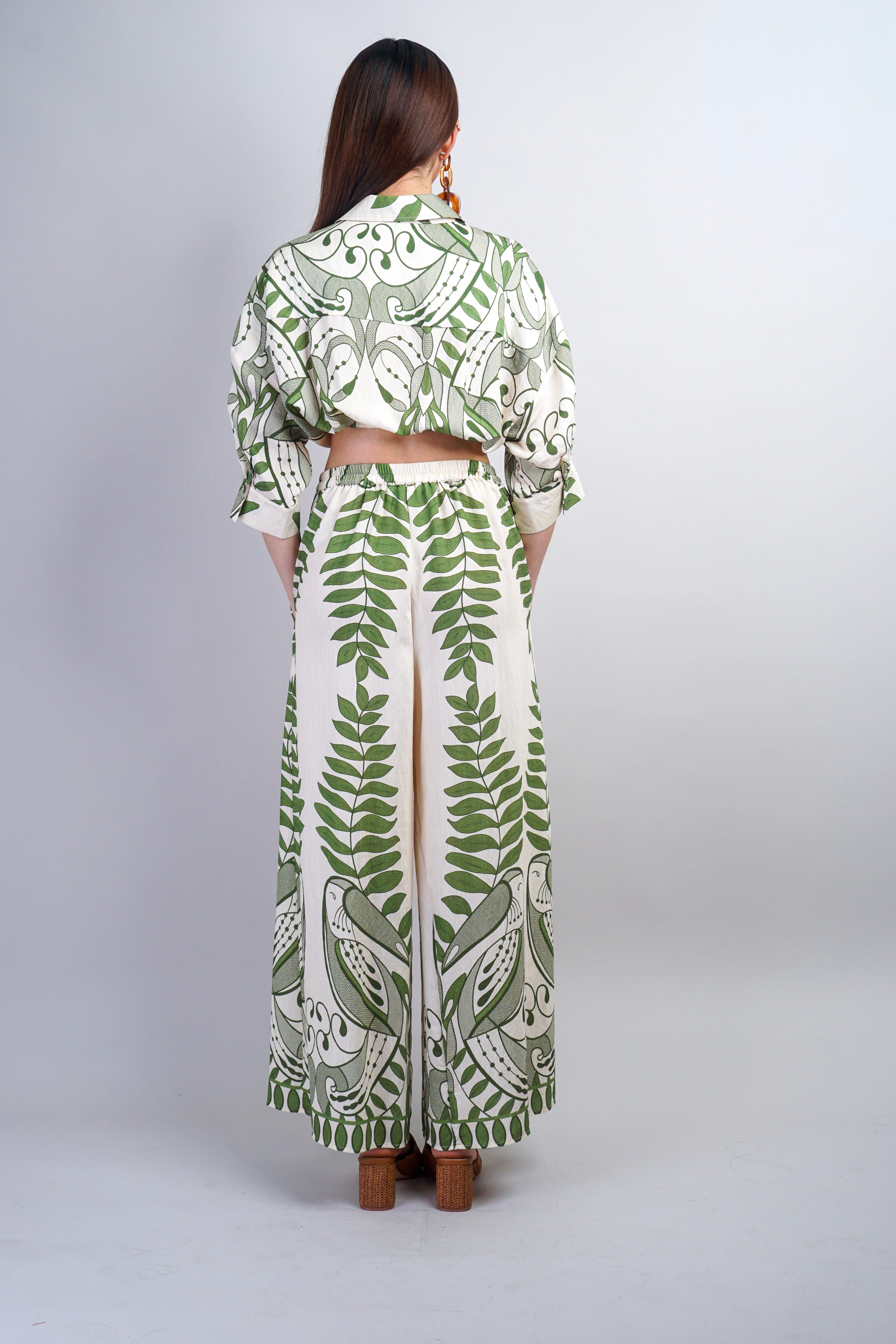 Private Label PANTS Ivory Green Ivy Pant