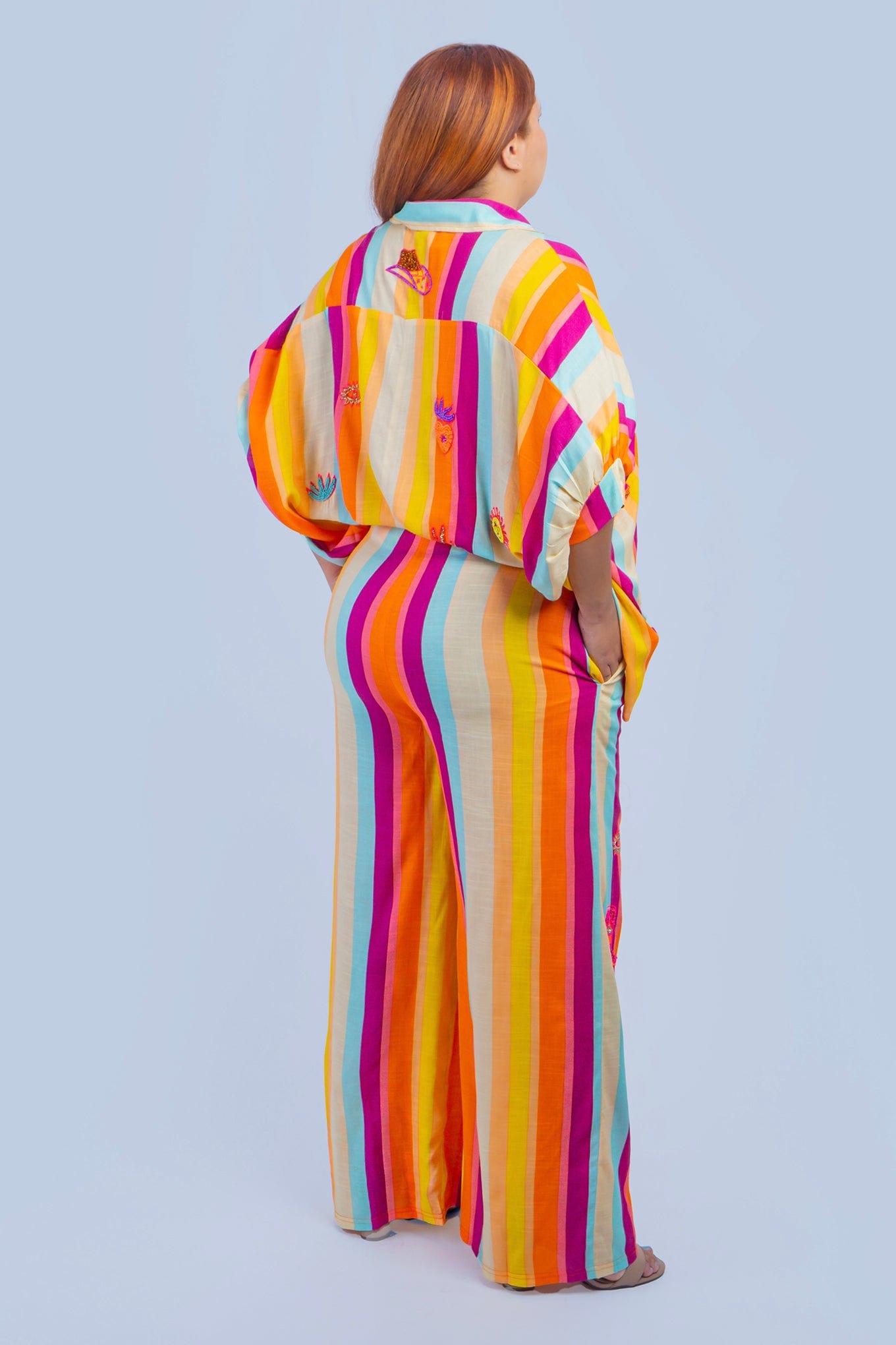 DCD PANTS Multi Stripes Beaded Western Pant
