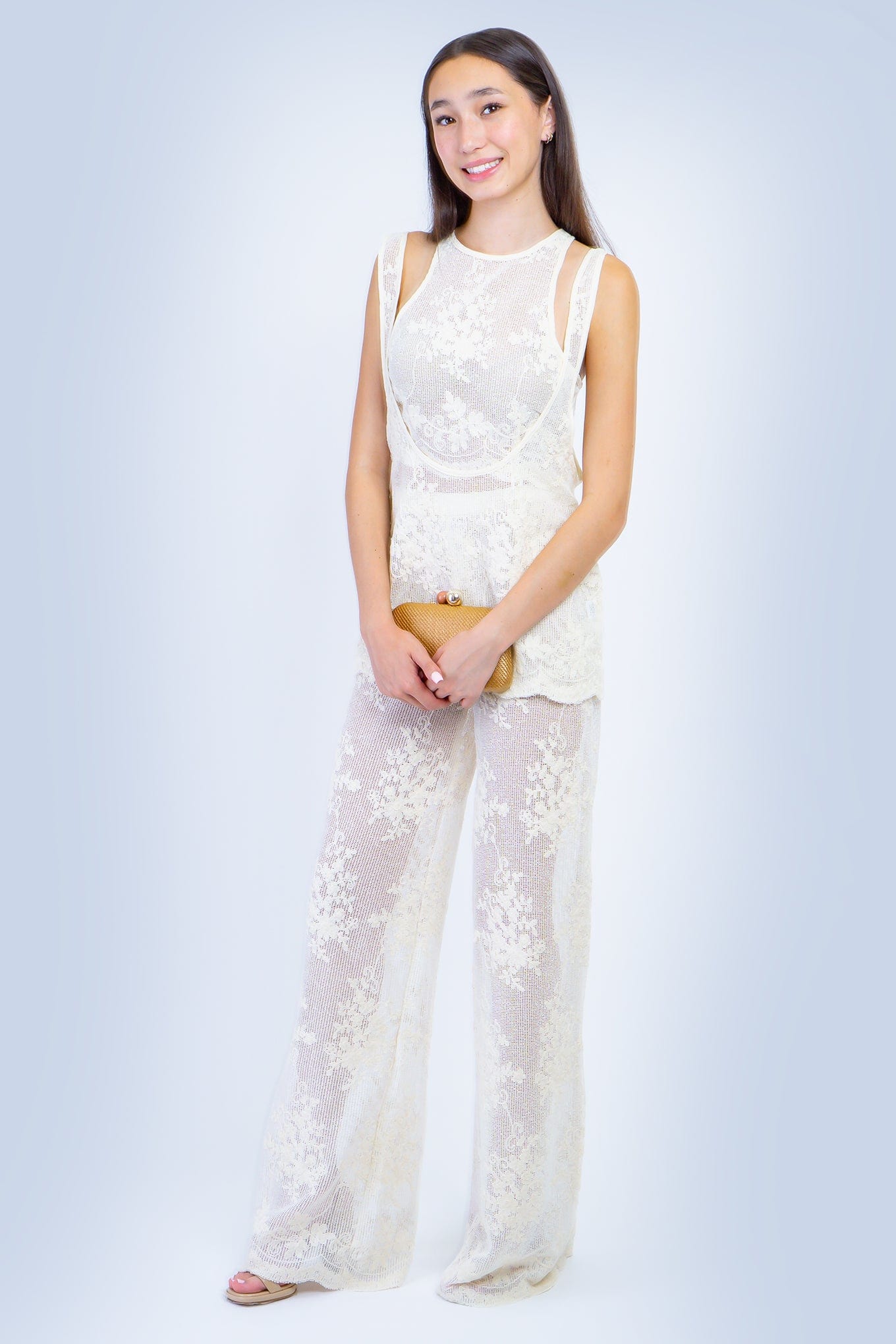 DCD PANTS Natural Applique Lace Pant