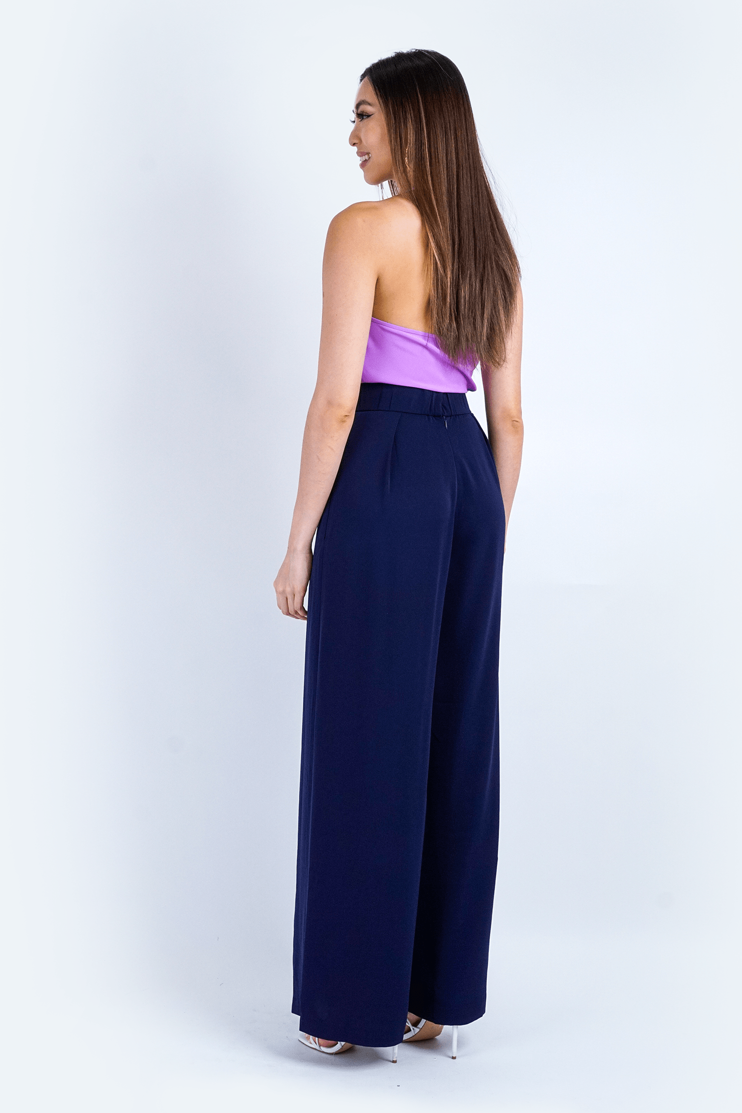 Chloe Dao PANTS Navy Pleated High Waist Relaxing Leslie Pants