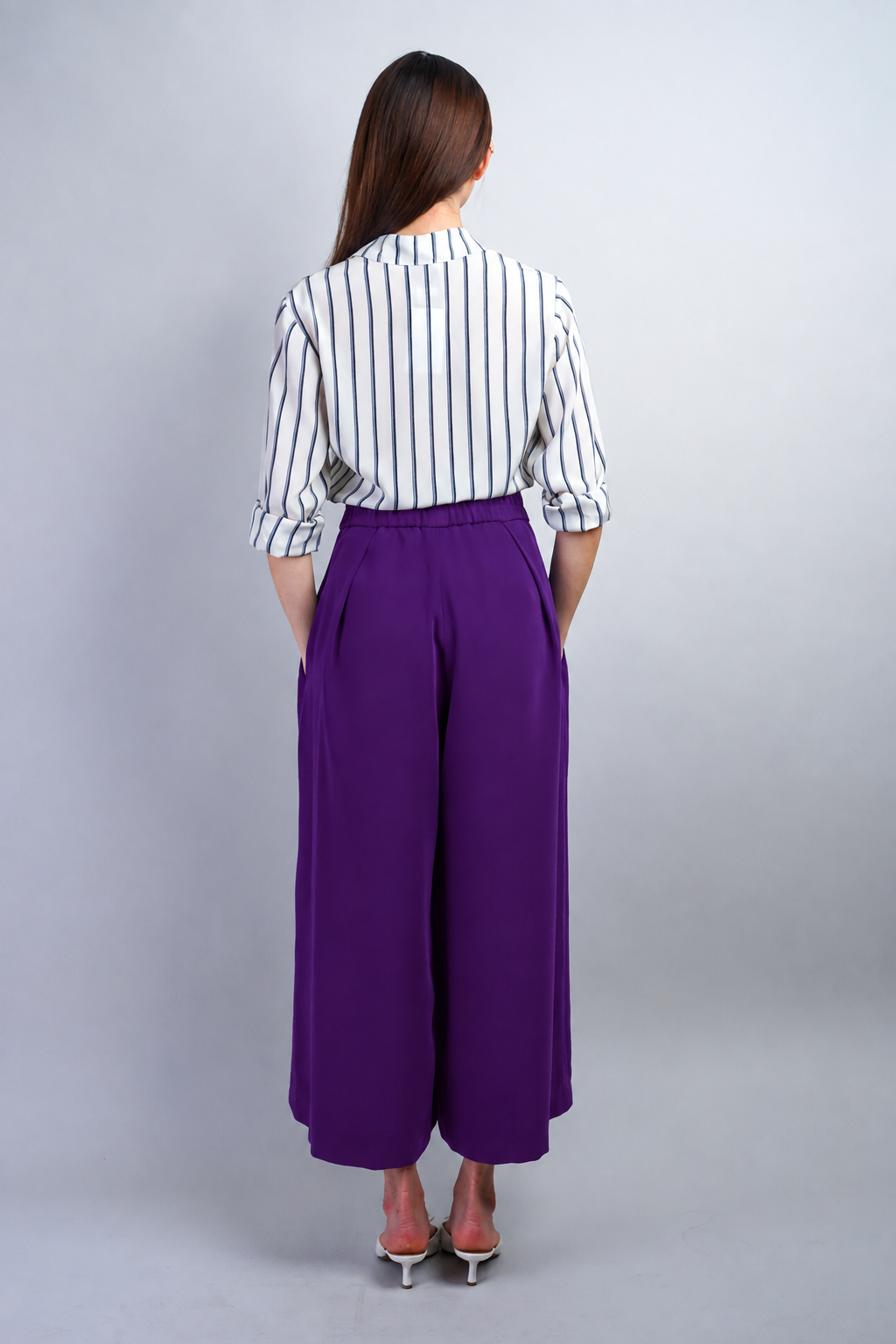 Purple Pleated High Waist Wide Leg Kira Pants