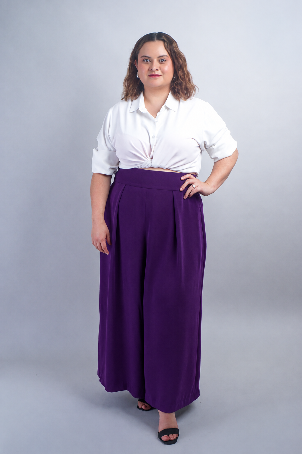 Purple Pleated High Waist Wide Leg Kira Pants