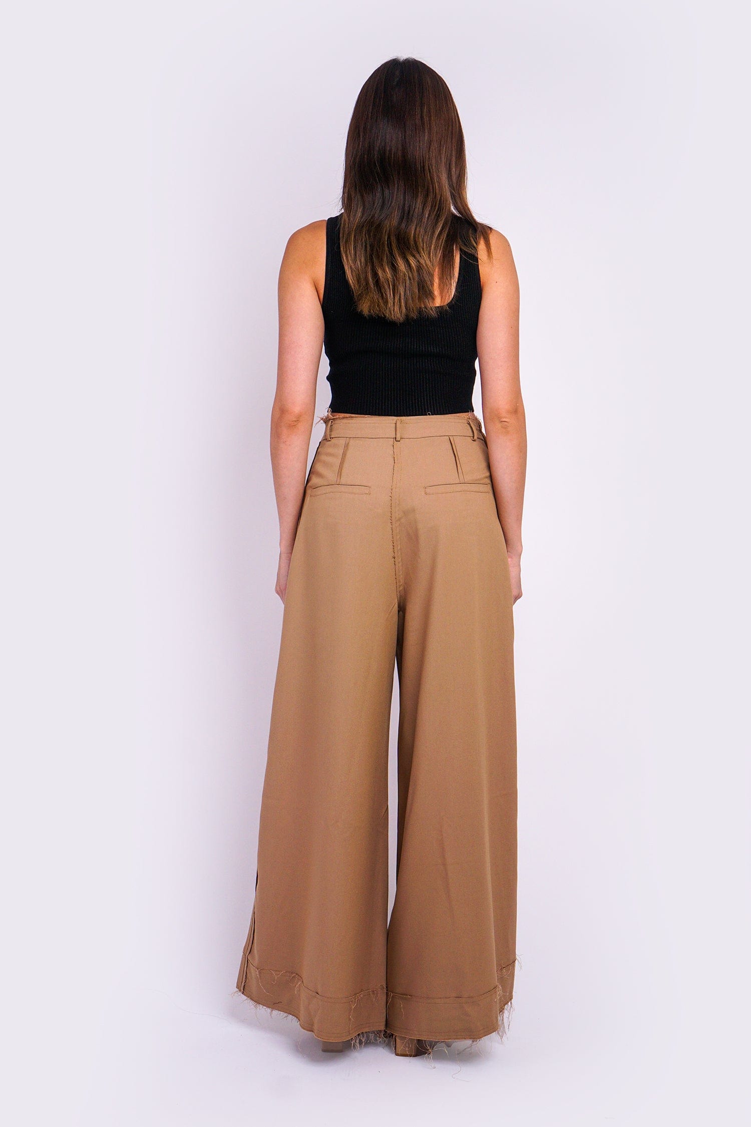 DCD Pants Taupe Raw Edge Wide Leg Pants