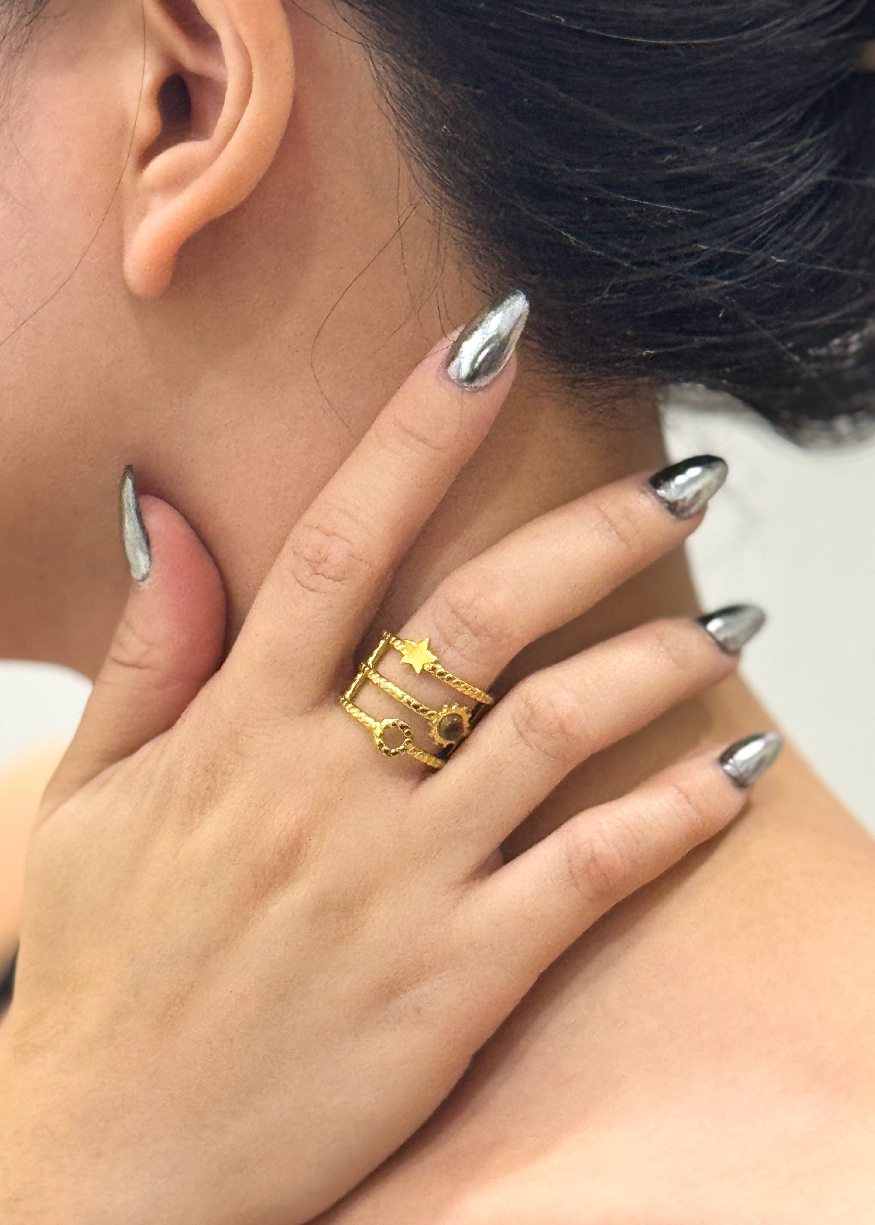 Private Label RINGS Gold Tiger Eye Round Ring