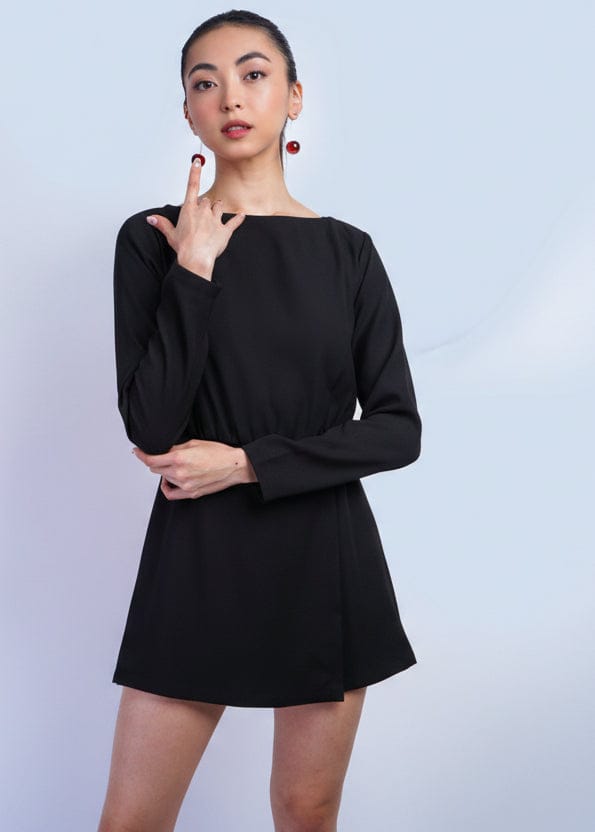 Private Label ROMPERS Black Classic Gold Trim Romper