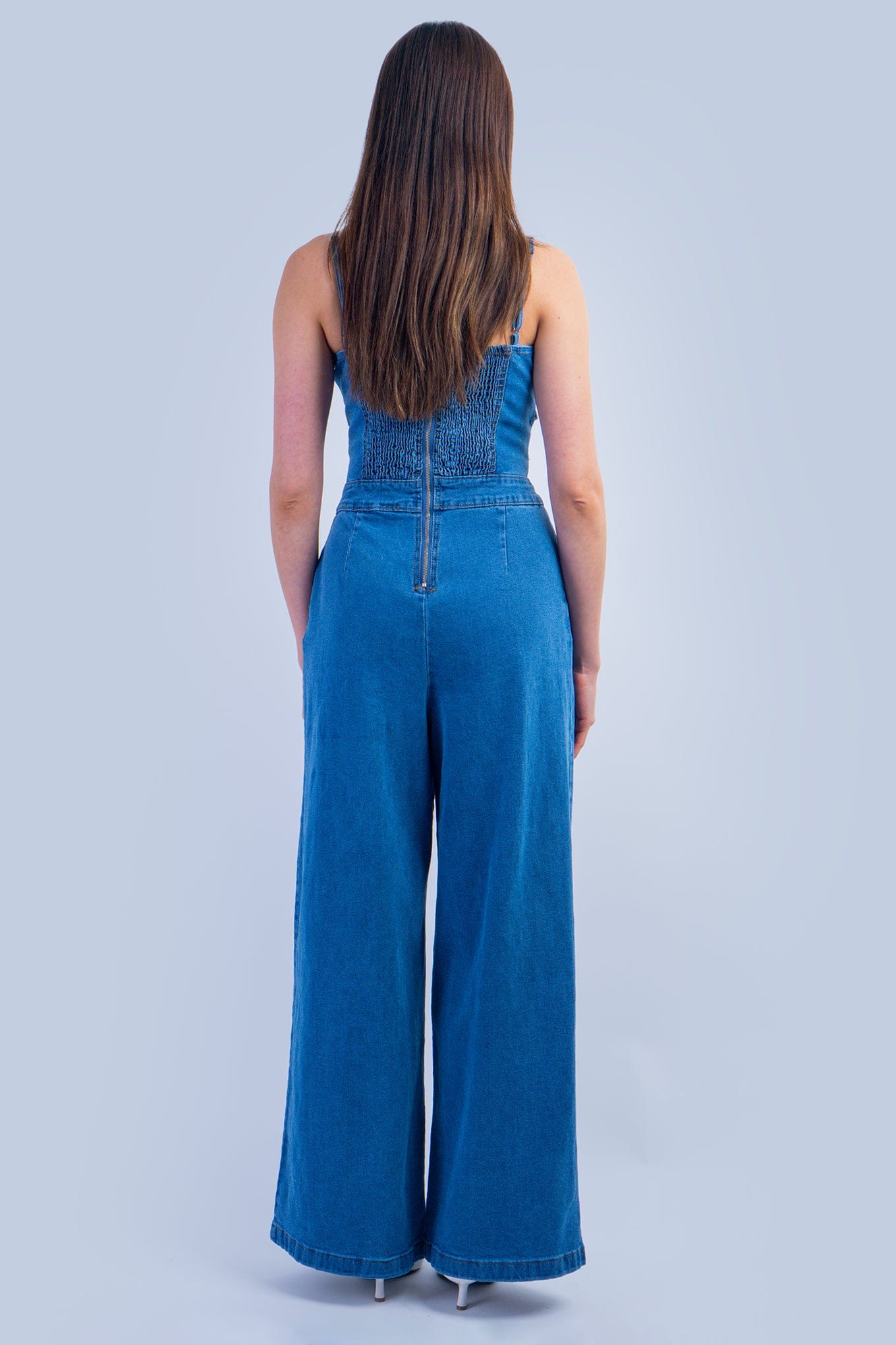 DCD ROMPERS Denim Bow Jumpsuit