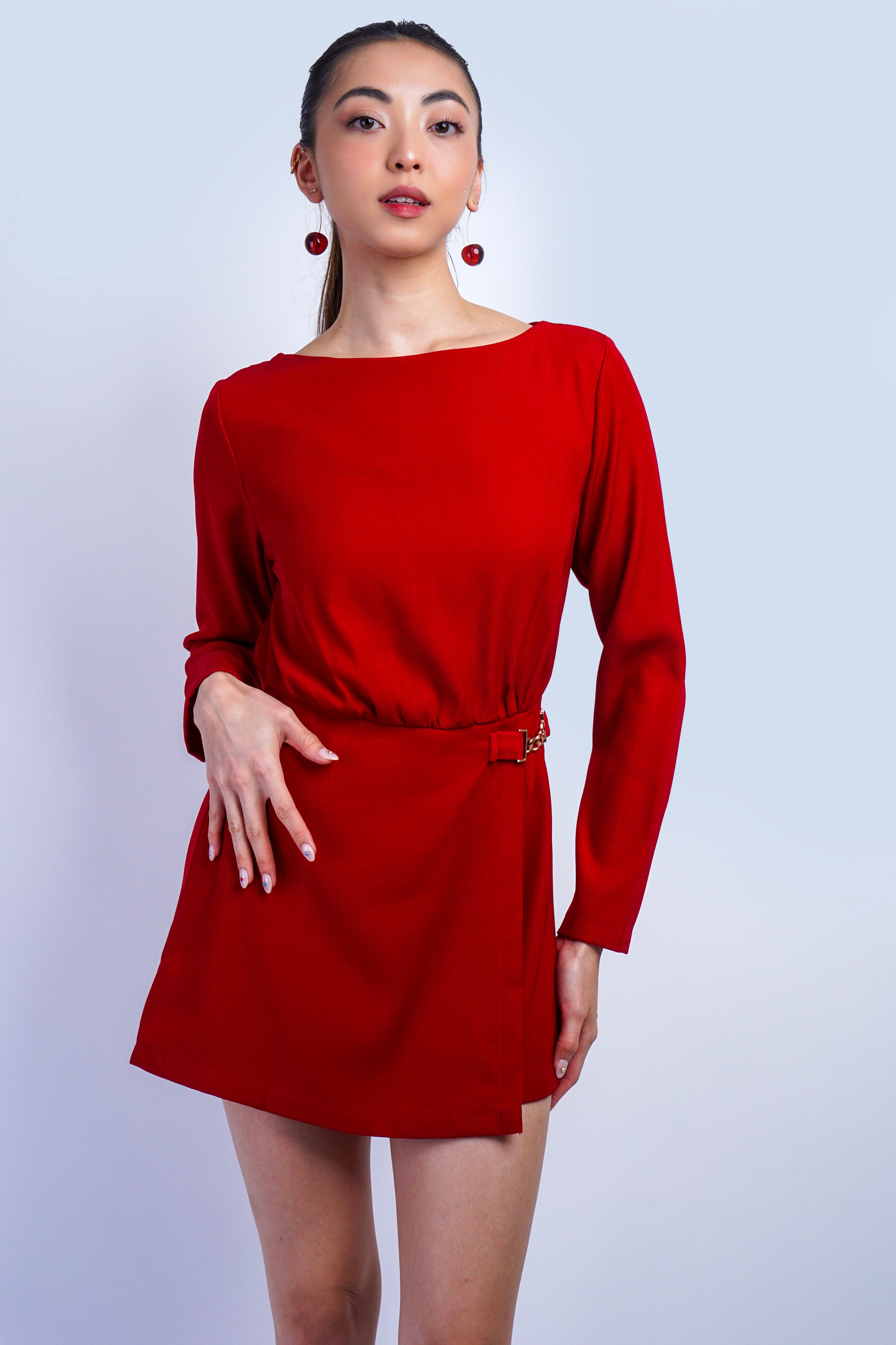 Private Label ROMPERS Red Gold Trim Romper