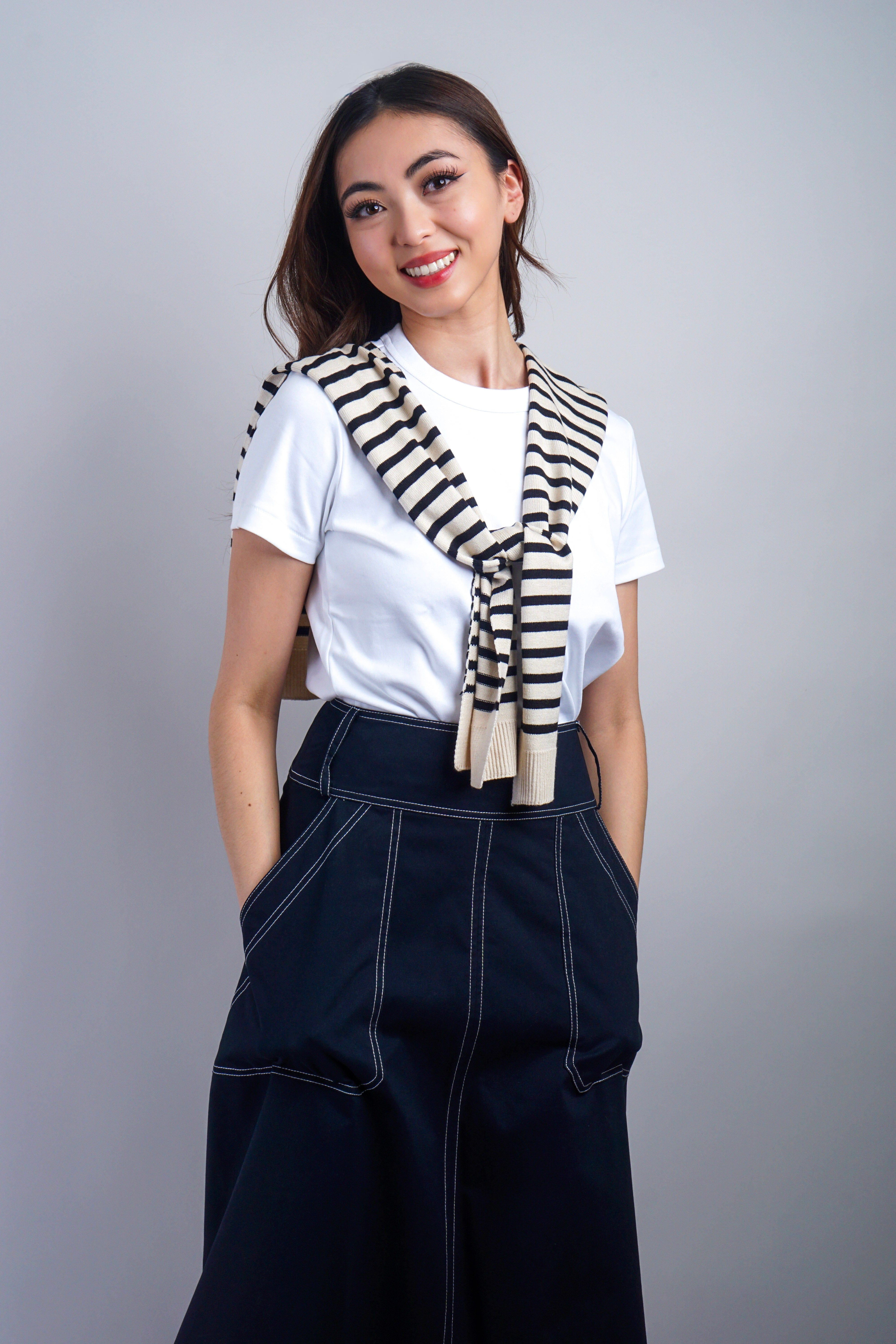 Private Label SCARVES Ivory/Beige Striped Knit Shoulder Shawl