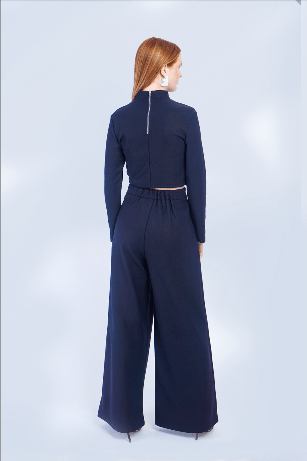 DCD SETS Dark Navy Crop Top And Pleated Trouser Set