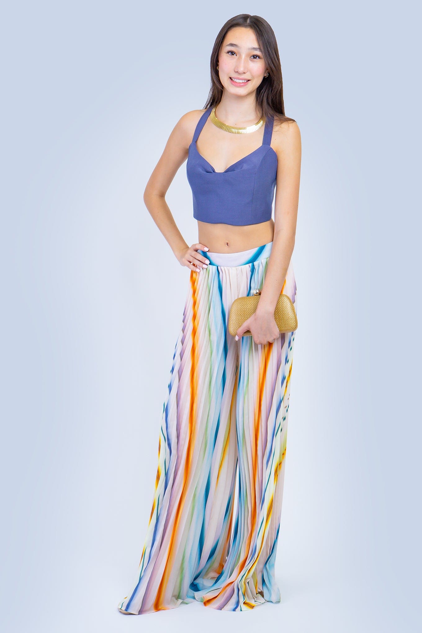 DCD SETS Pleats Multicolor Wide Leg Pant