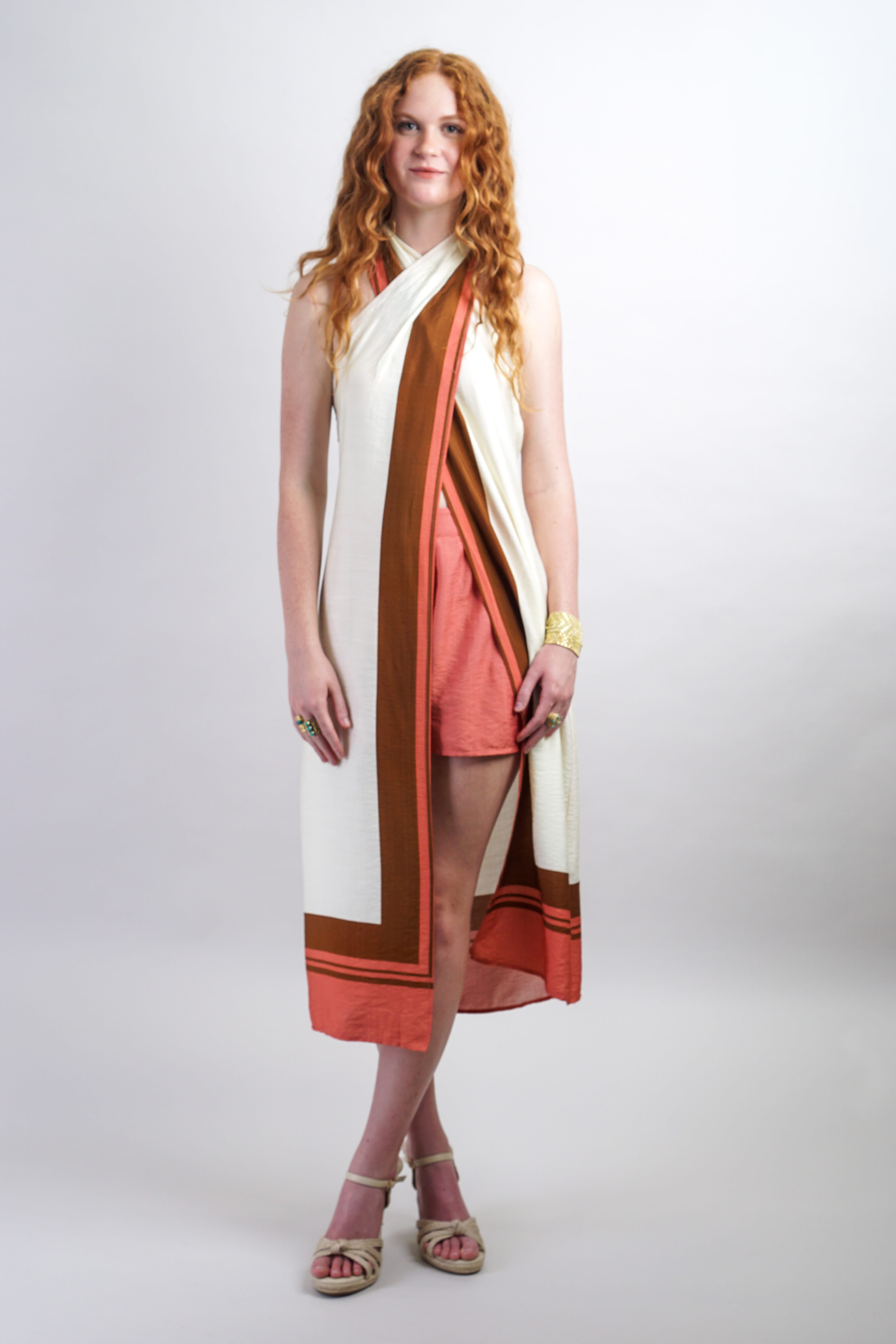 Private Label SETS Salmon Halter Neck Tunic & Short Set