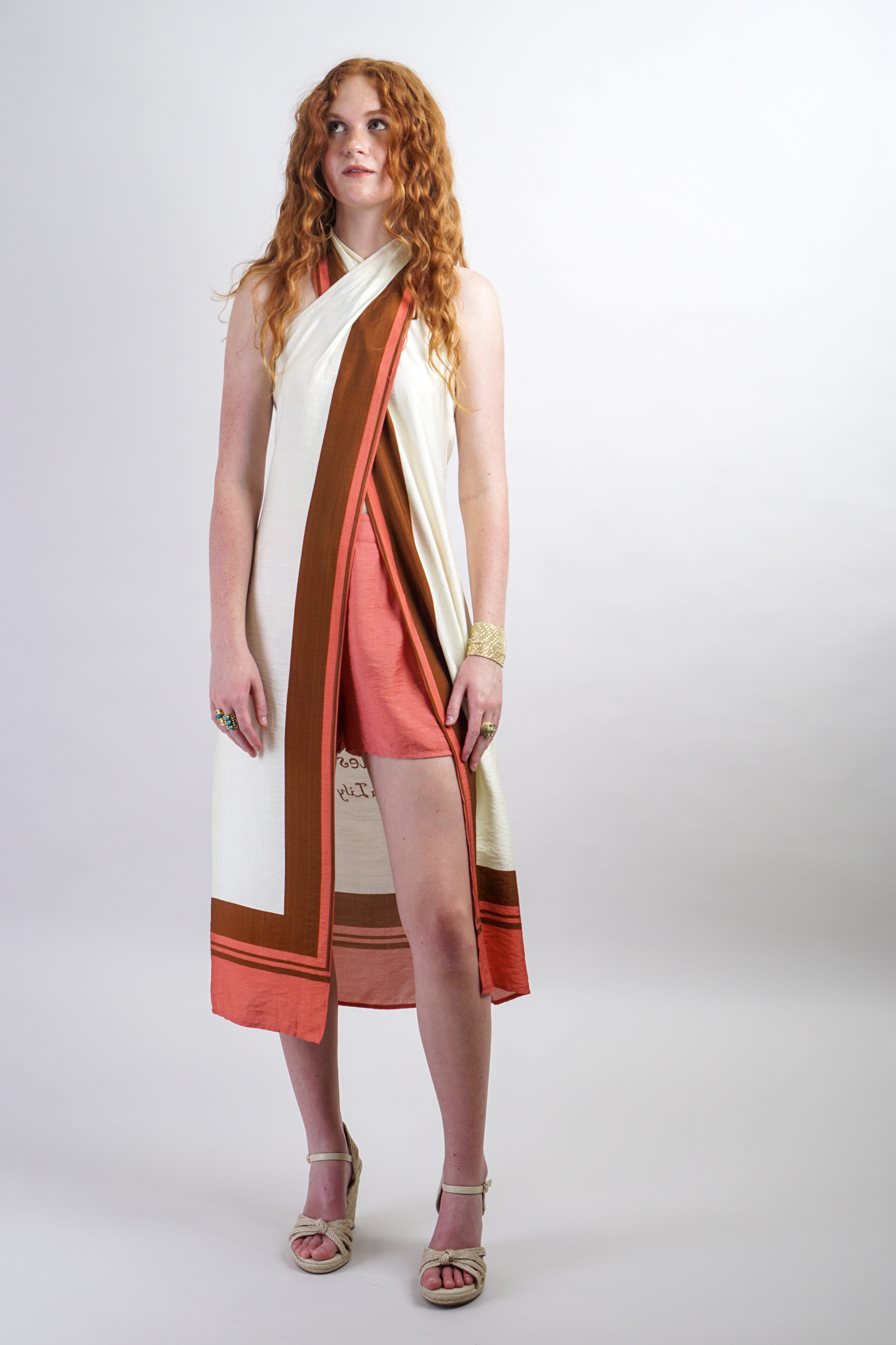 Private Label SETS Salmon Halter Neck Tunic & Short Set