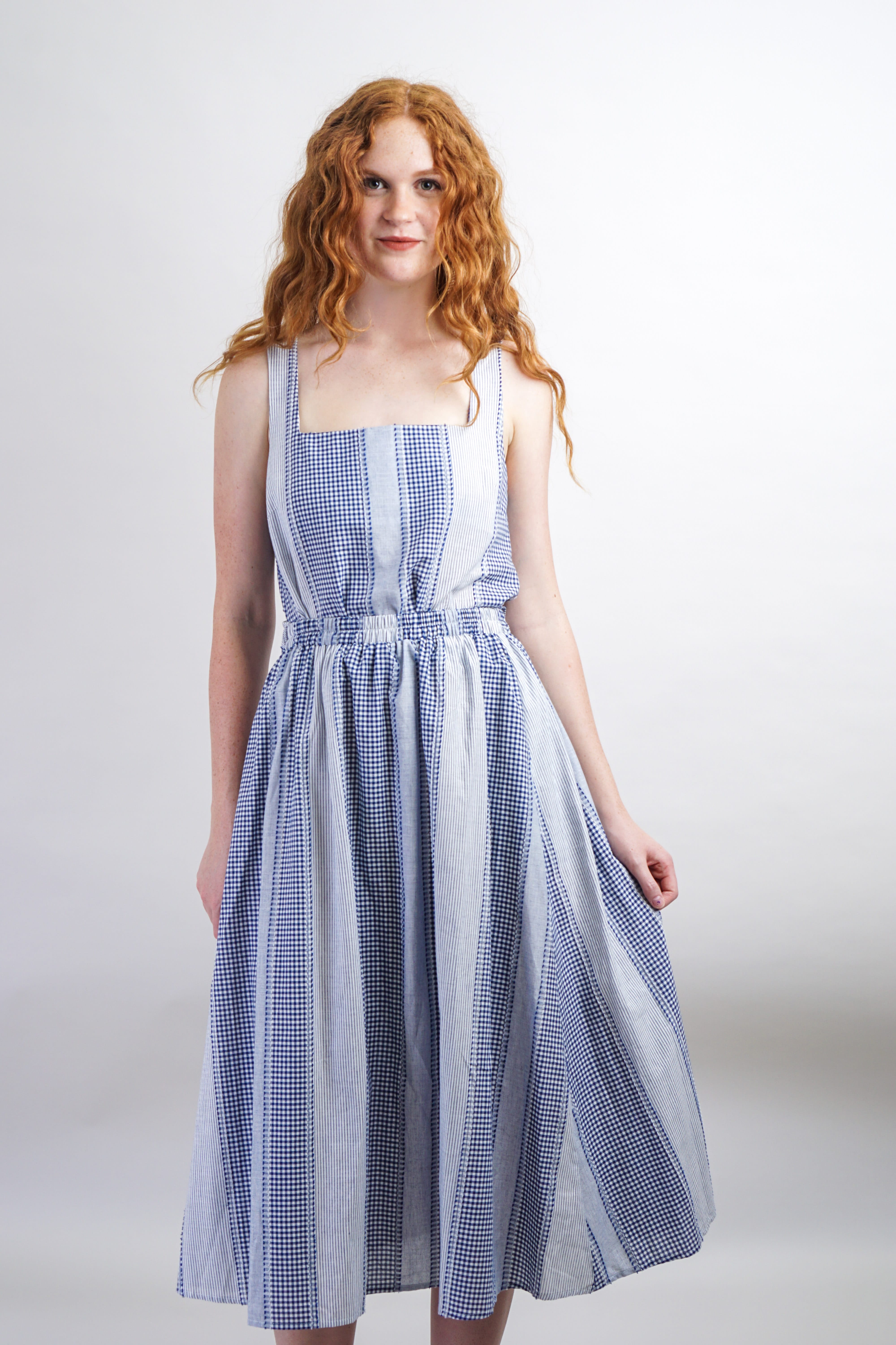 Private Label SKIRTS Blue & White Gingham Maxi Skirt