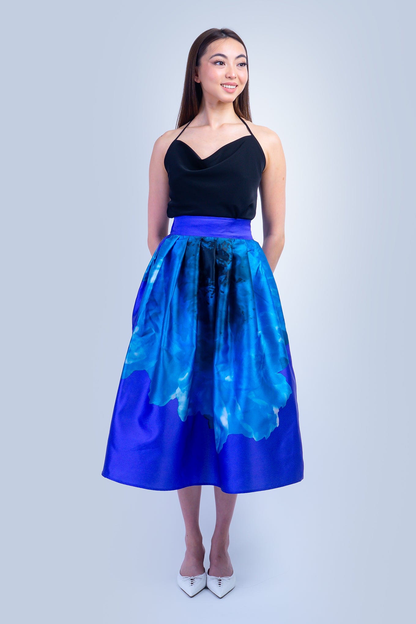 DCD SKIRTS Purples Floral Taffeta Full Skirt