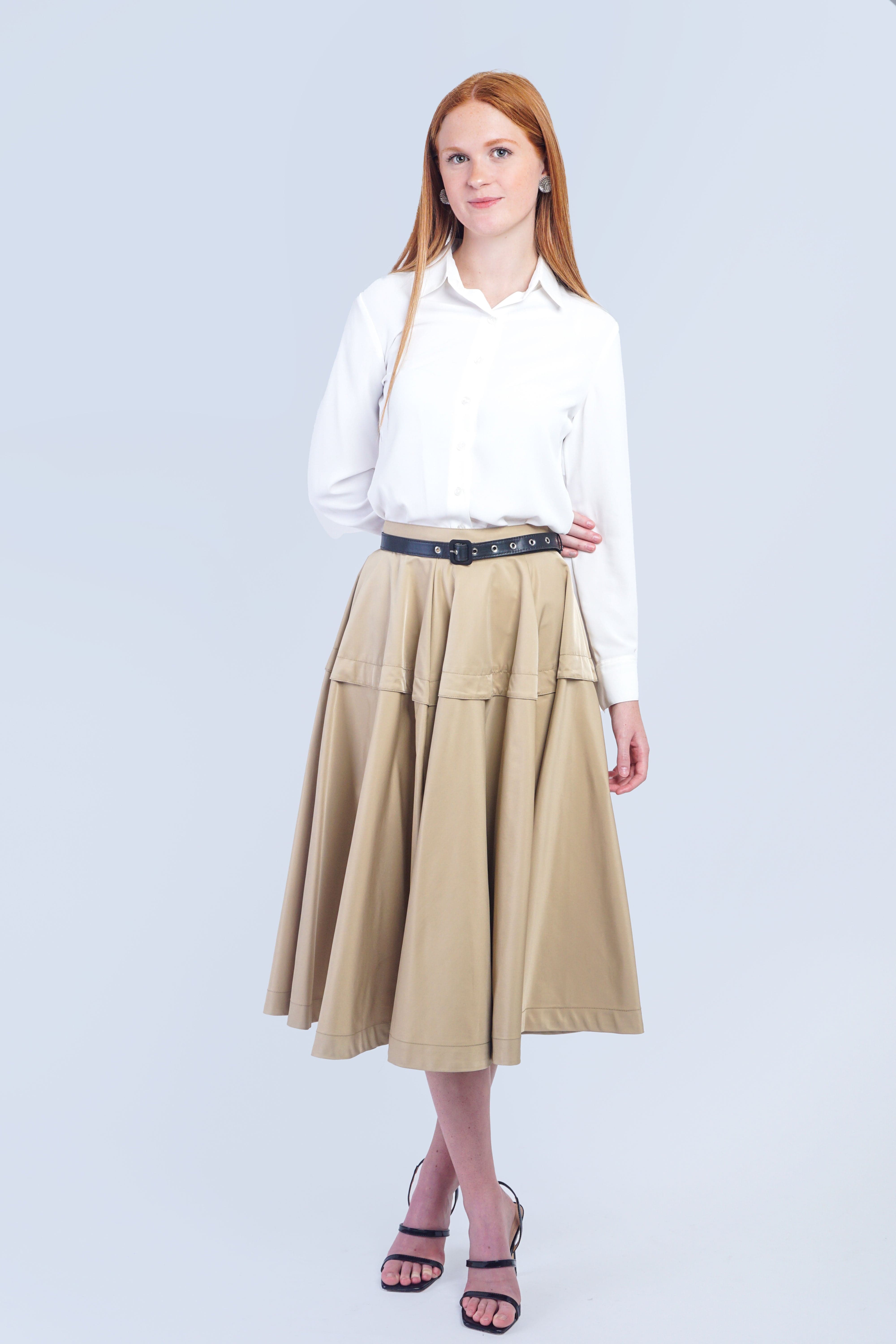 Private Label SKIRTS Tan Wide Yoke Skirt