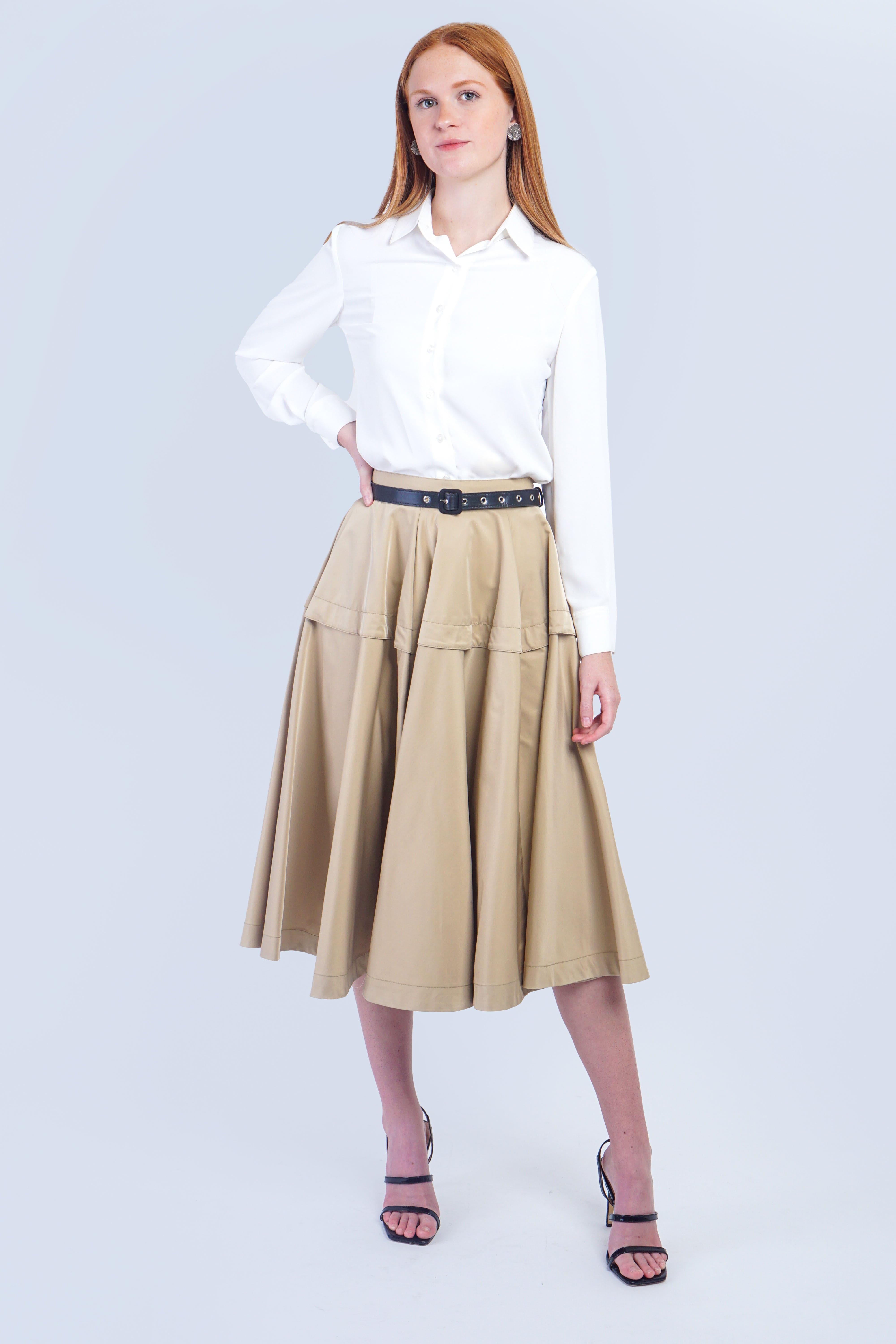 Private Label SKIRTS Tan Wide Yoke Skirt