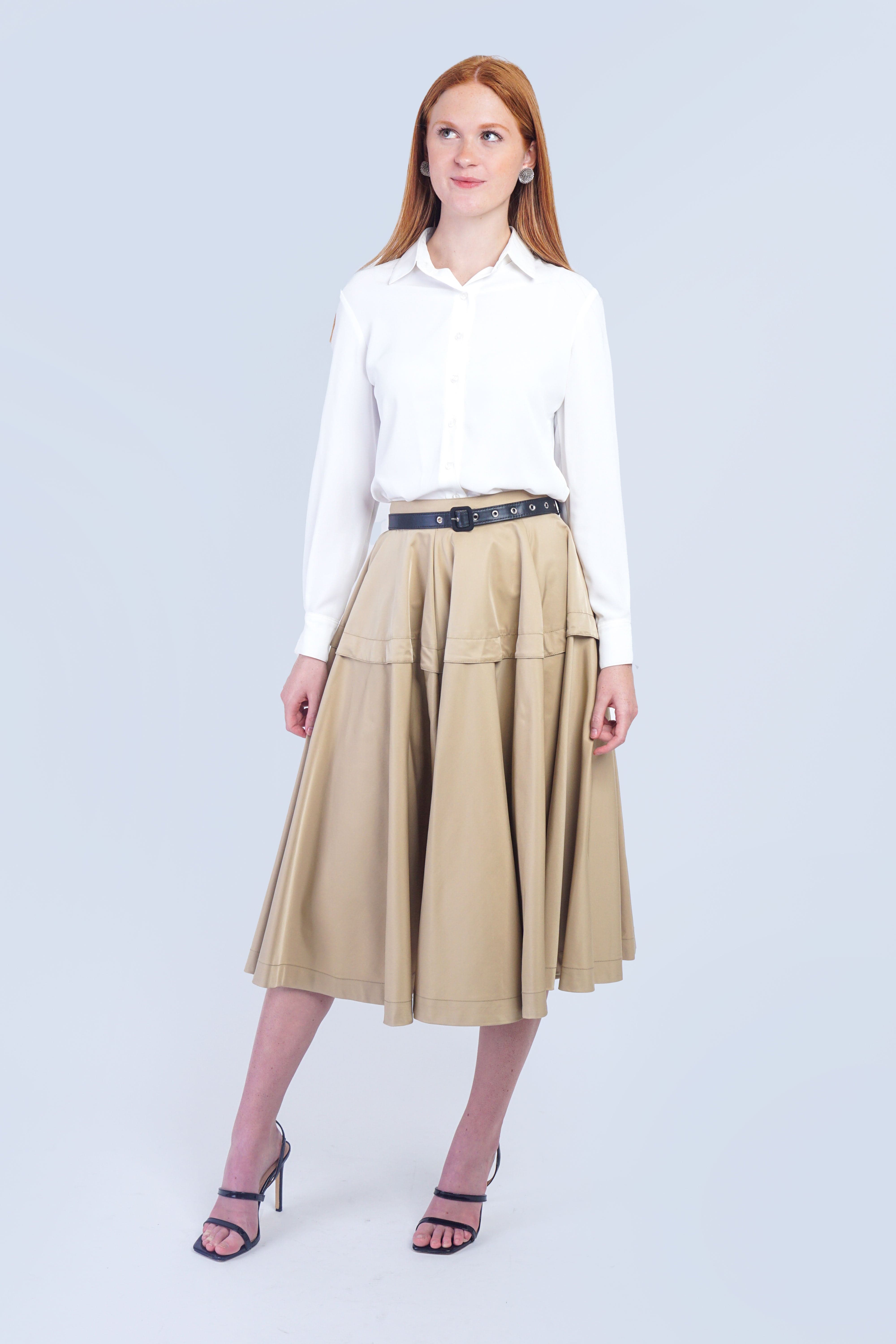 Private Label SKIRTS Tan Wide Yoke Skirt