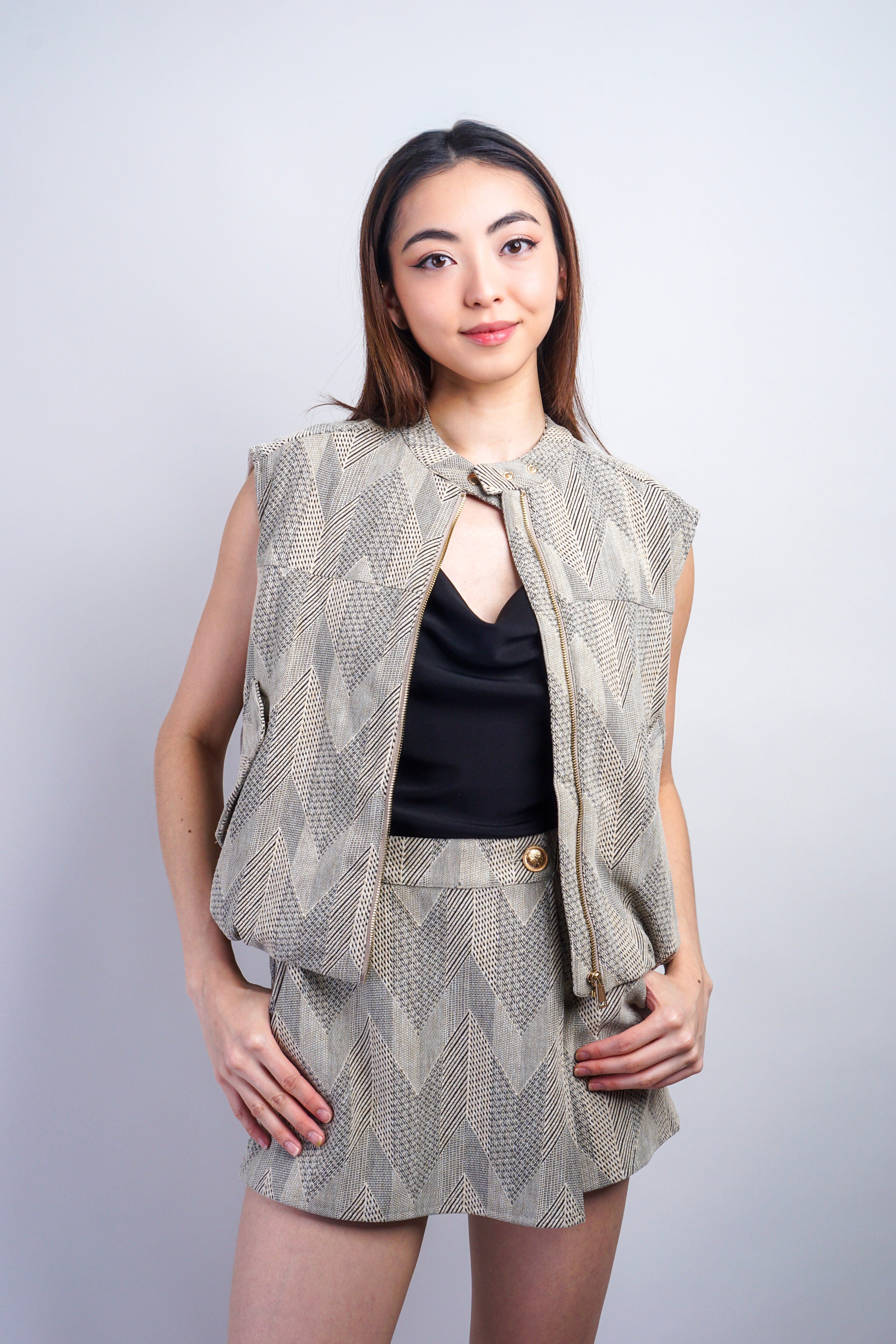 Private Label SKIRTS Taupe Chevron Skort